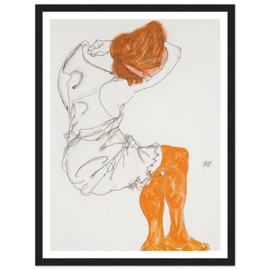 Das Schlafende Mädchen (The Sleeping Girl) (1913) Art Print | Egon Schiele - Framed Poster - 30x40 cm / 12x16″ - Black frame