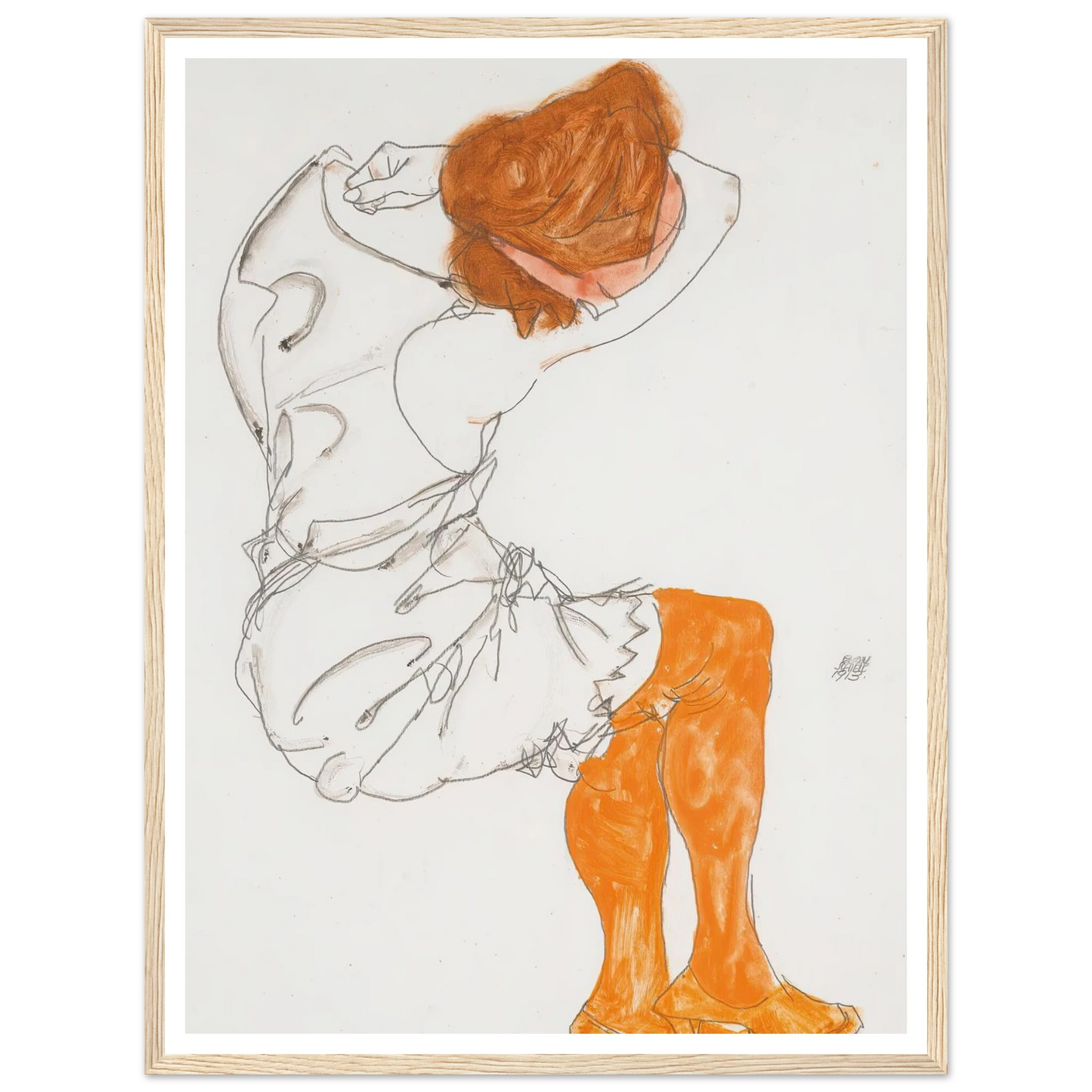Das Schlafende Mädchen (The Sleeping Girl) (1913) Art Print | Egon Schiele - Framed Poster - 30x40 cm / 12x16″ - Black frame