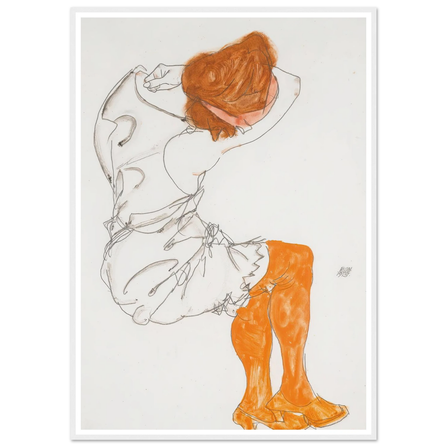 Das Schlafende Mädchen (The Sleeping Girl) (1913) Art Print | Egon Schiele - Framed Poster - 30x40 cm / 12x16″ - Black frame