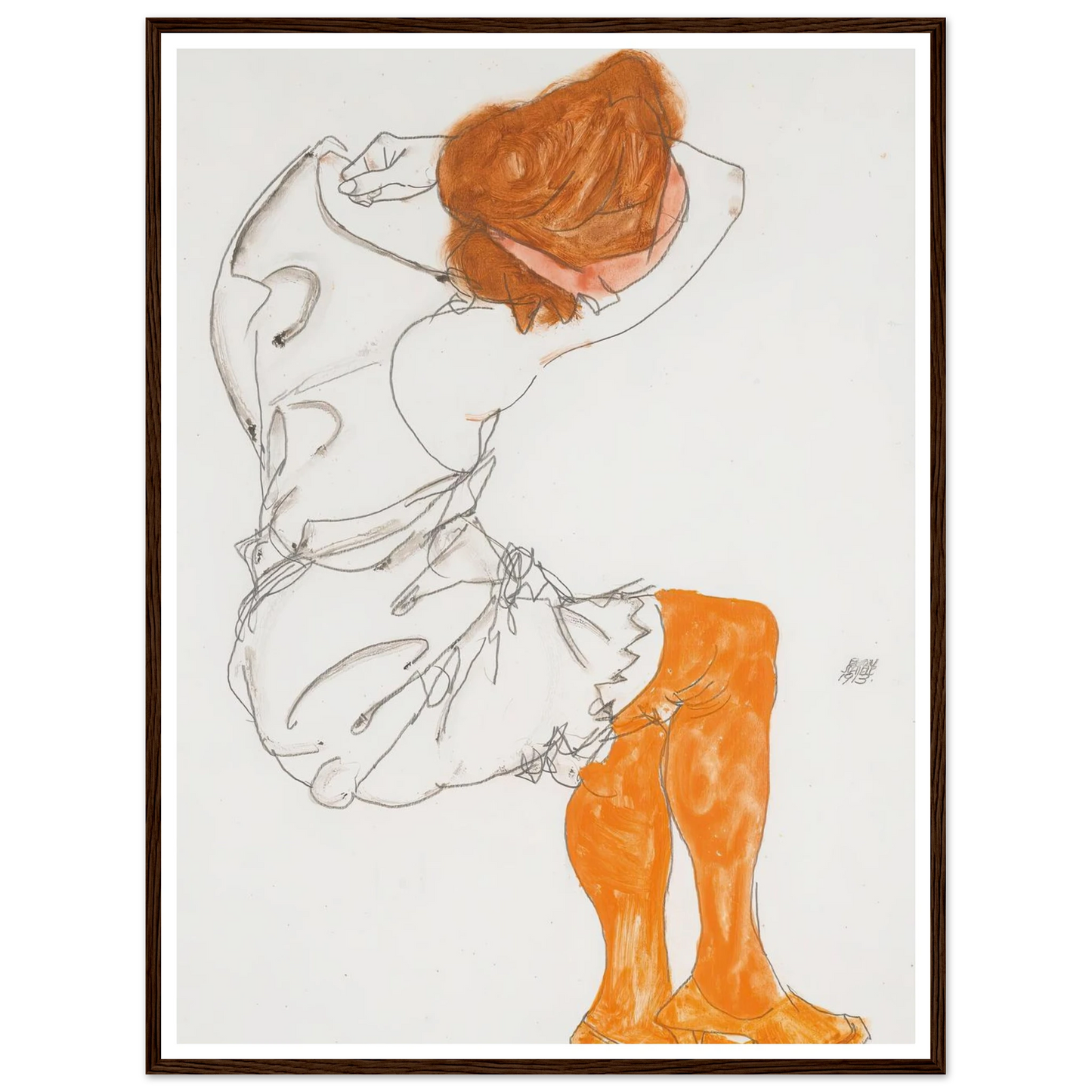 Das Schlafende Mädchen (The Sleeping Girl) (1913) Art Print | Egon Schiele - Framed Poster - 30x40 cm / 12x16″ - Black frame