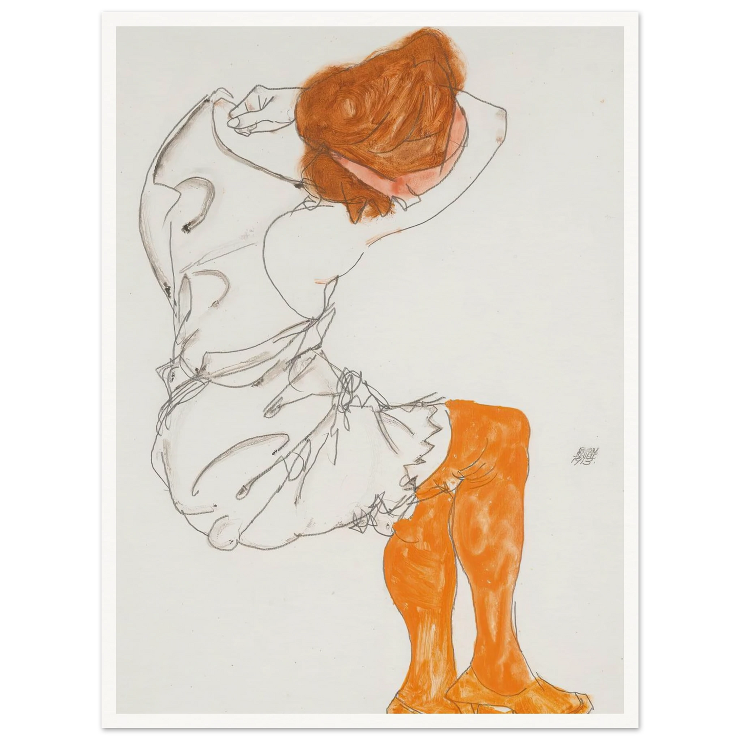 Das Schlafende Mädchen (The Sleeping Girl) (1913) Art Print | Egon Schiele - Framed Poster - 30x40 cm / 12x16″ - Black frame