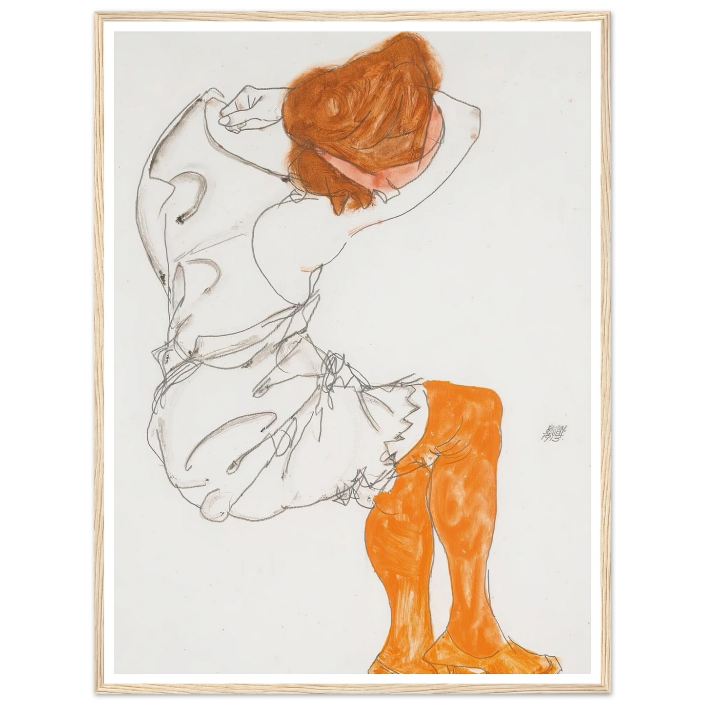 Das Schlafende Mädchen (The Sleeping Girl) (1913) Art Print | Egon Schiele - Framed Poster - 30x40 cm / 12x16″ - Black frame