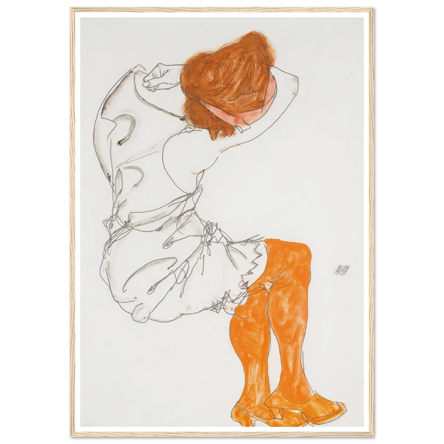 Das Schlafende Mädchen (The Sleeping Girl) (1913) Art Print | Egon Schiele - Framed Poster - 30x40 cm / 12x16″ - Black frame