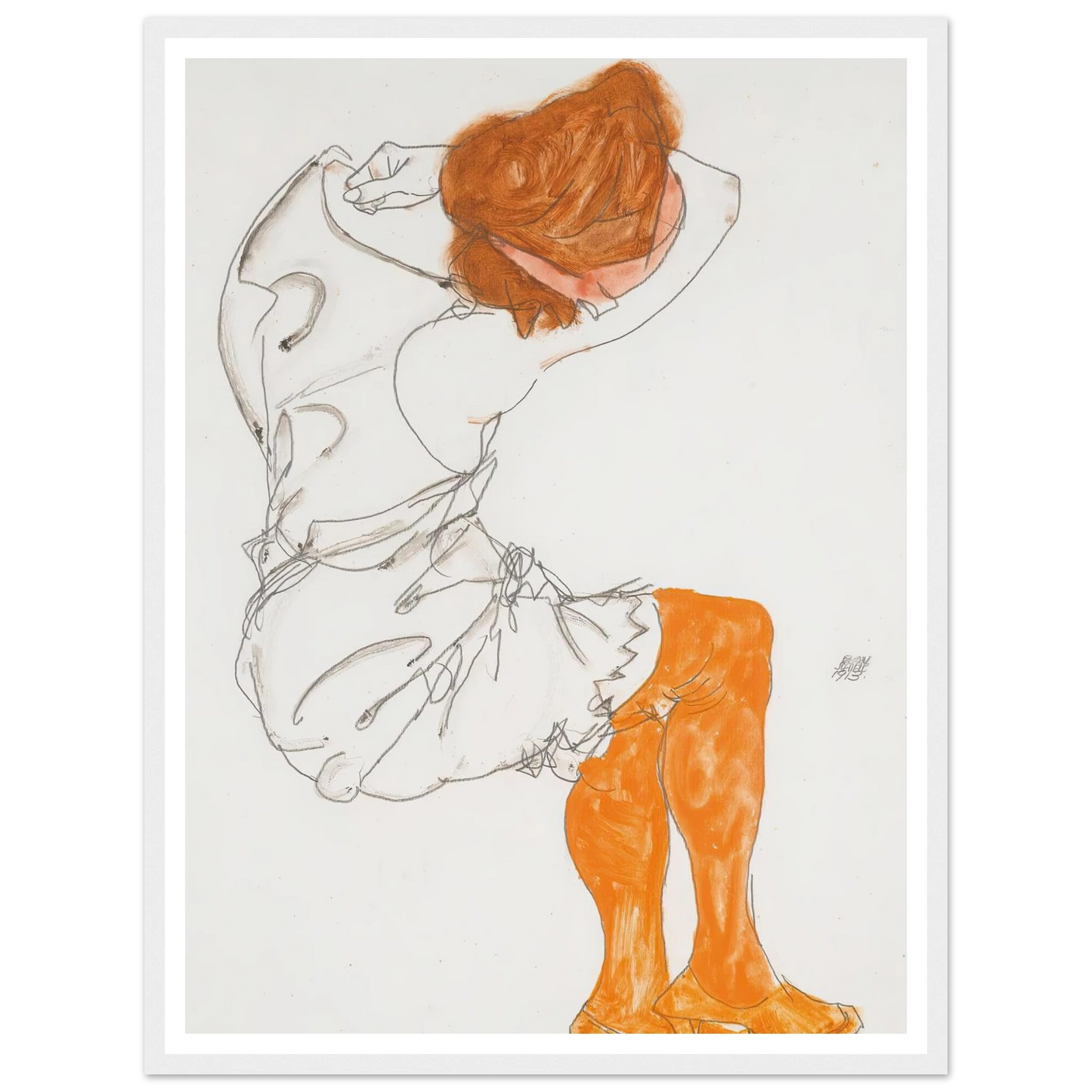 Das Schlafende Mädchen (The Sleeping Girl) (1913) Art Print | Egon Schiele - Framed Poster - 30x40 cm / 12x16″ - Black frame