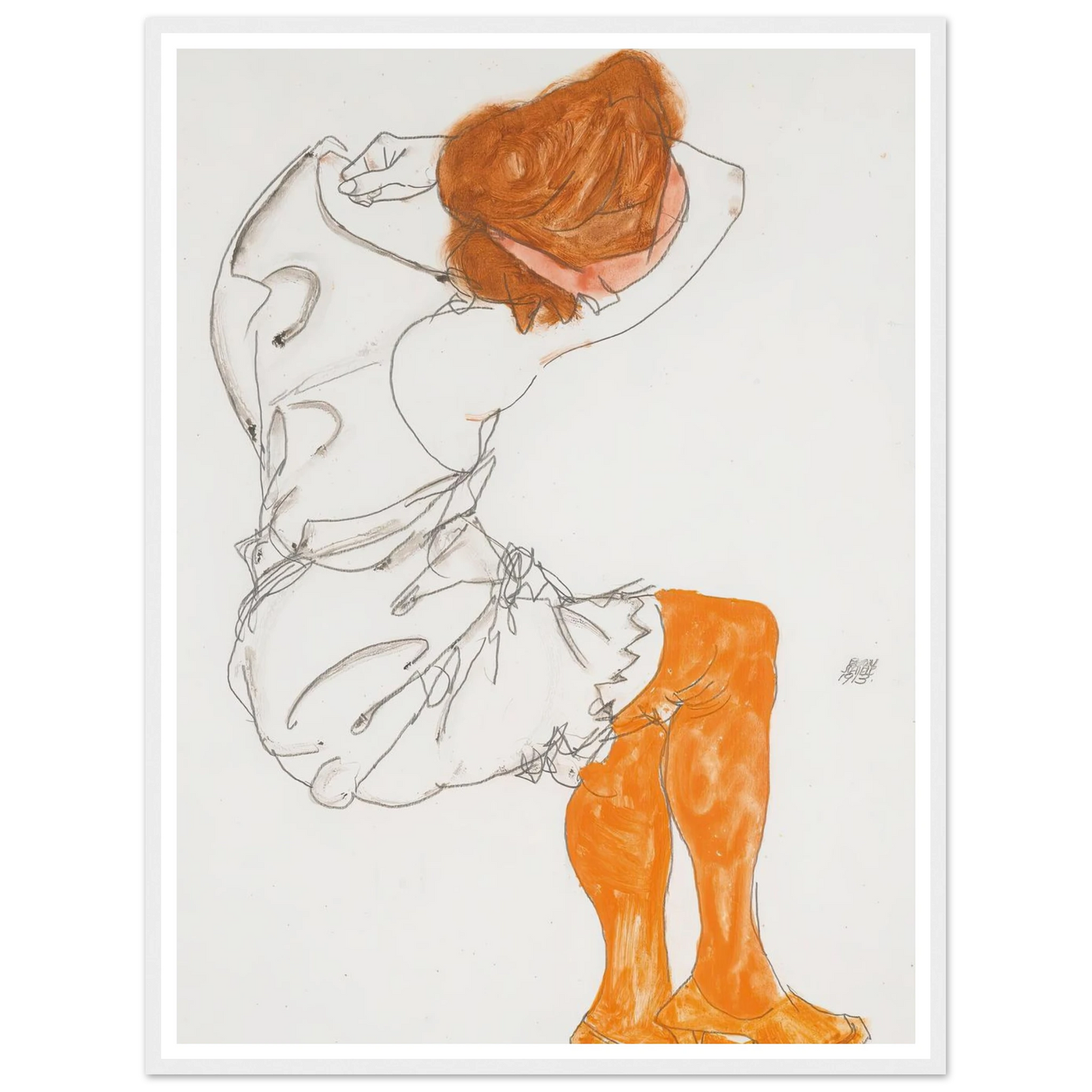 Das Schlafende Mädchen (The Sleeping Girl) (1913) Art Print | Egon Schiele - Framed Poster - 30x40 cm / 12x16″ - Black frame