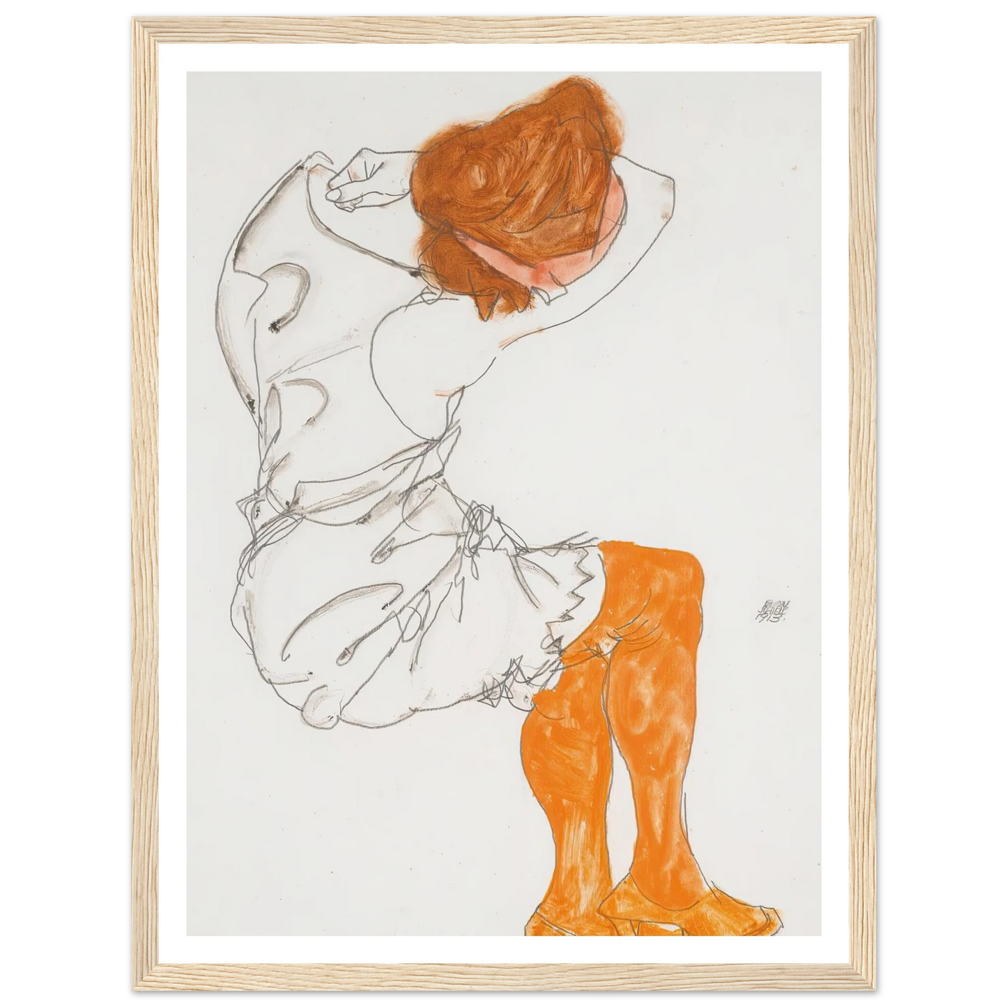 Das Schlafende Mädchen (The Sleeping Girl) (1913) Art Print | Egon Schiele - Framed Poster - 30x40 cm / 12x16″ - Black frame