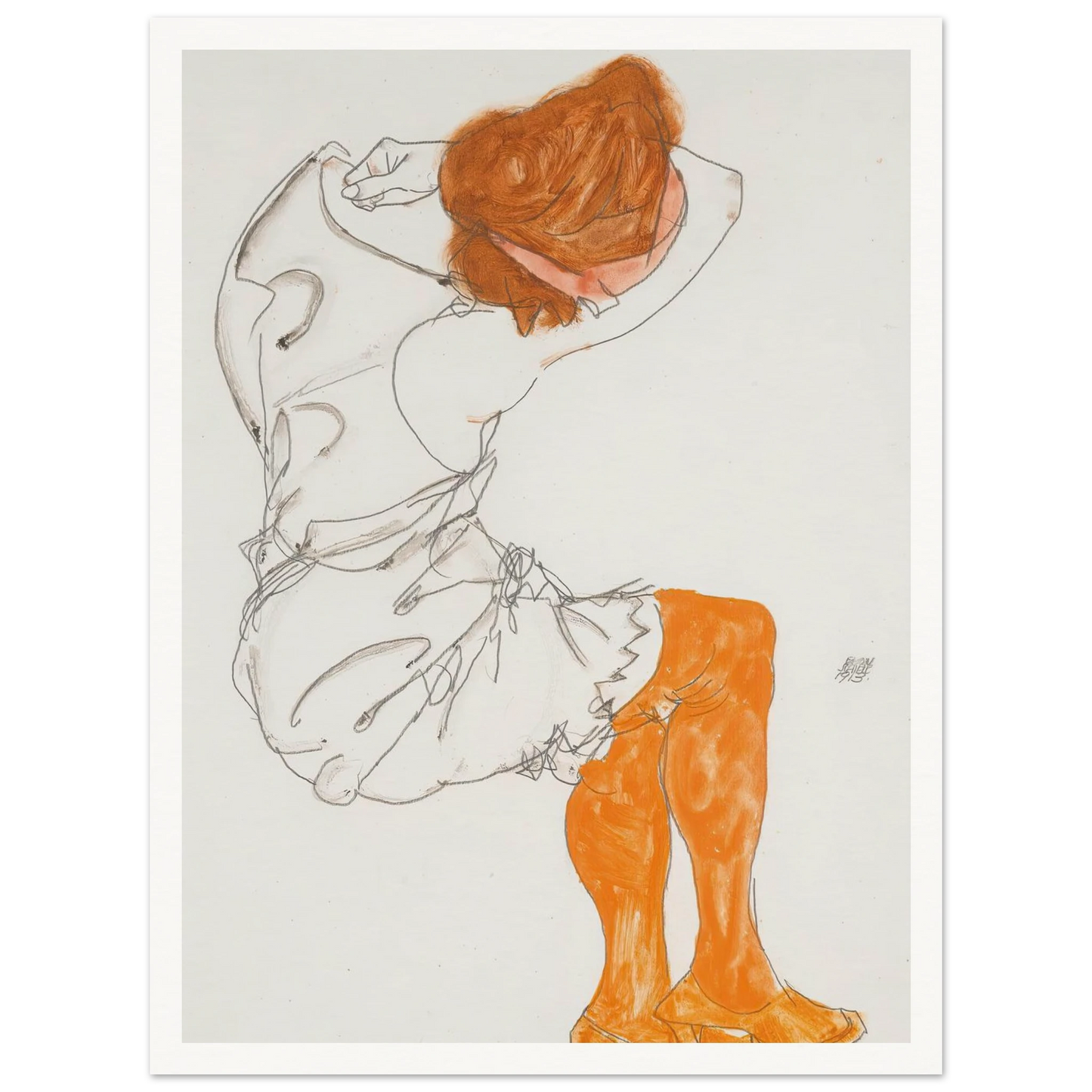 Das Schlafende Mädchen (The Sleeping Girl) (1913) Art Print | Egon Schiele - Framed Poster - 30x40 cm / 12x16″ - Black frame