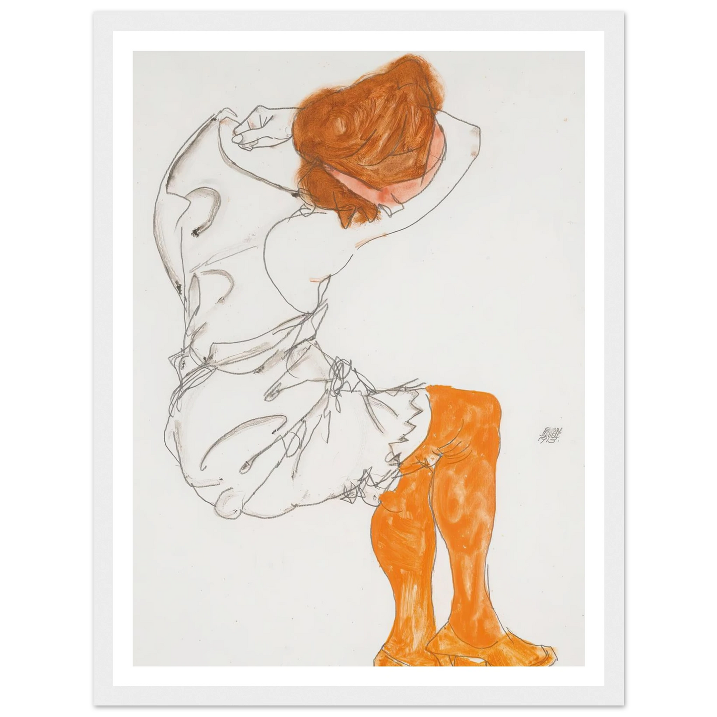 Das Schlafende Mädchen (The Sleeping Girl) (1913) Art Print | Egon Schiele - Framed Poster - 30x40 cm / 12x16″ - Black frame
