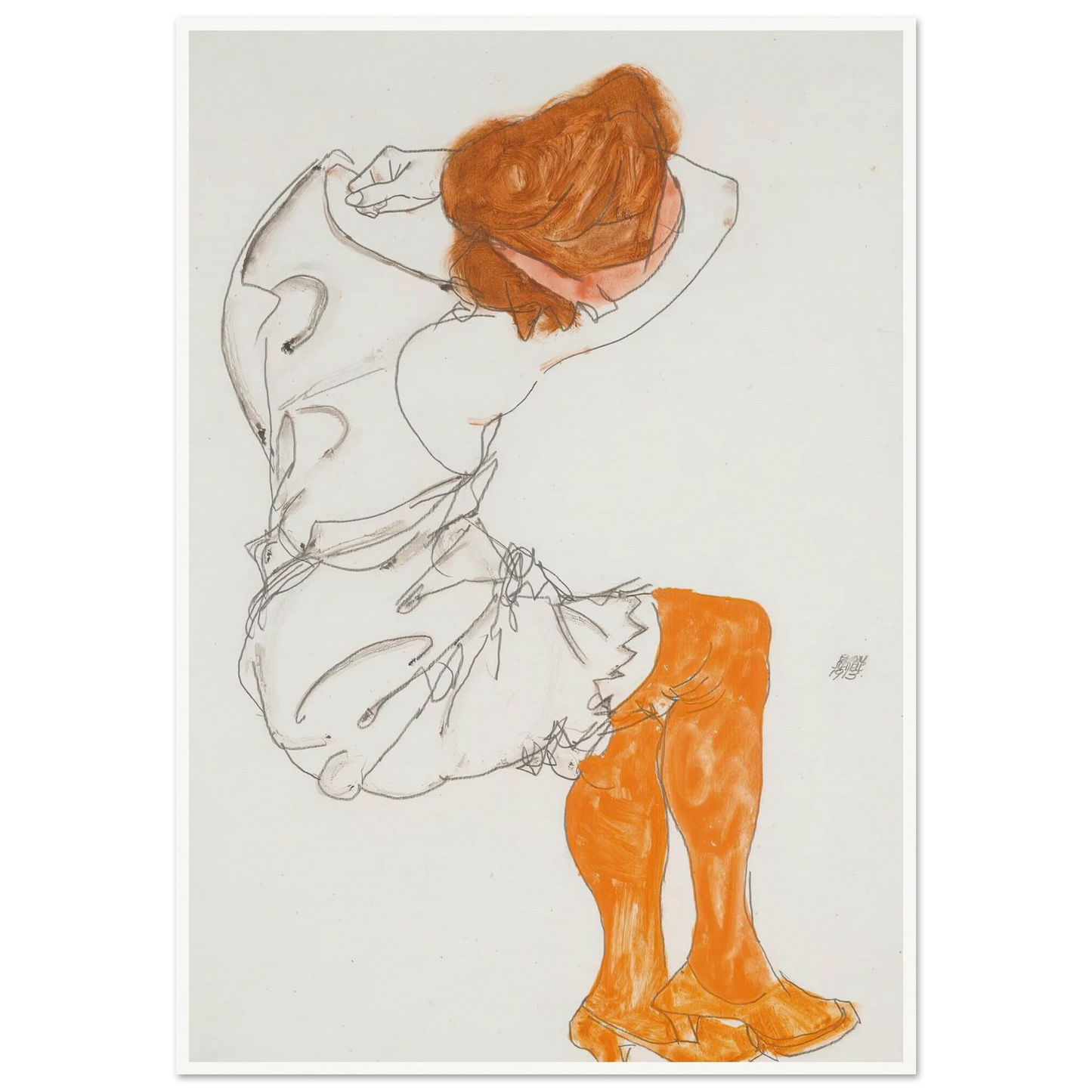 Das Schlafende Mädchen (The Sleeping Girl) (1913) Art Print | Egon Schiele - Framed Poster - 30x40 cm / 12x16″ - Black frame