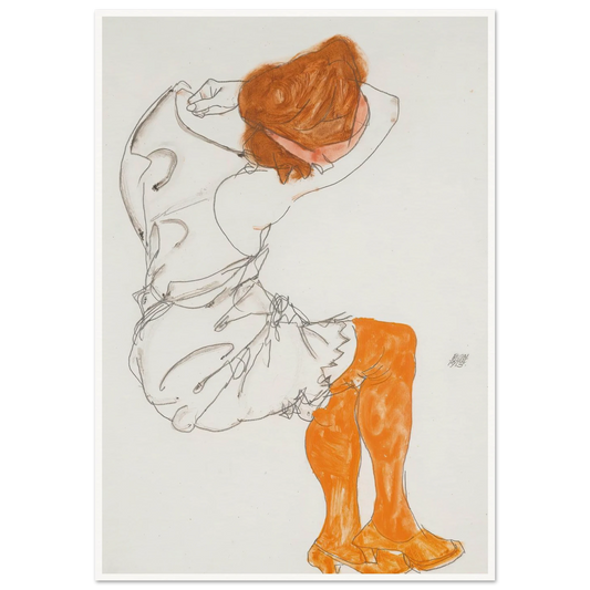 Das Schlafende Mädchen (The Sleeping Girl) (1913) Art Print | Egon Schiele - Framed Poster - 30x40 cm / 12x16″ - Black frame