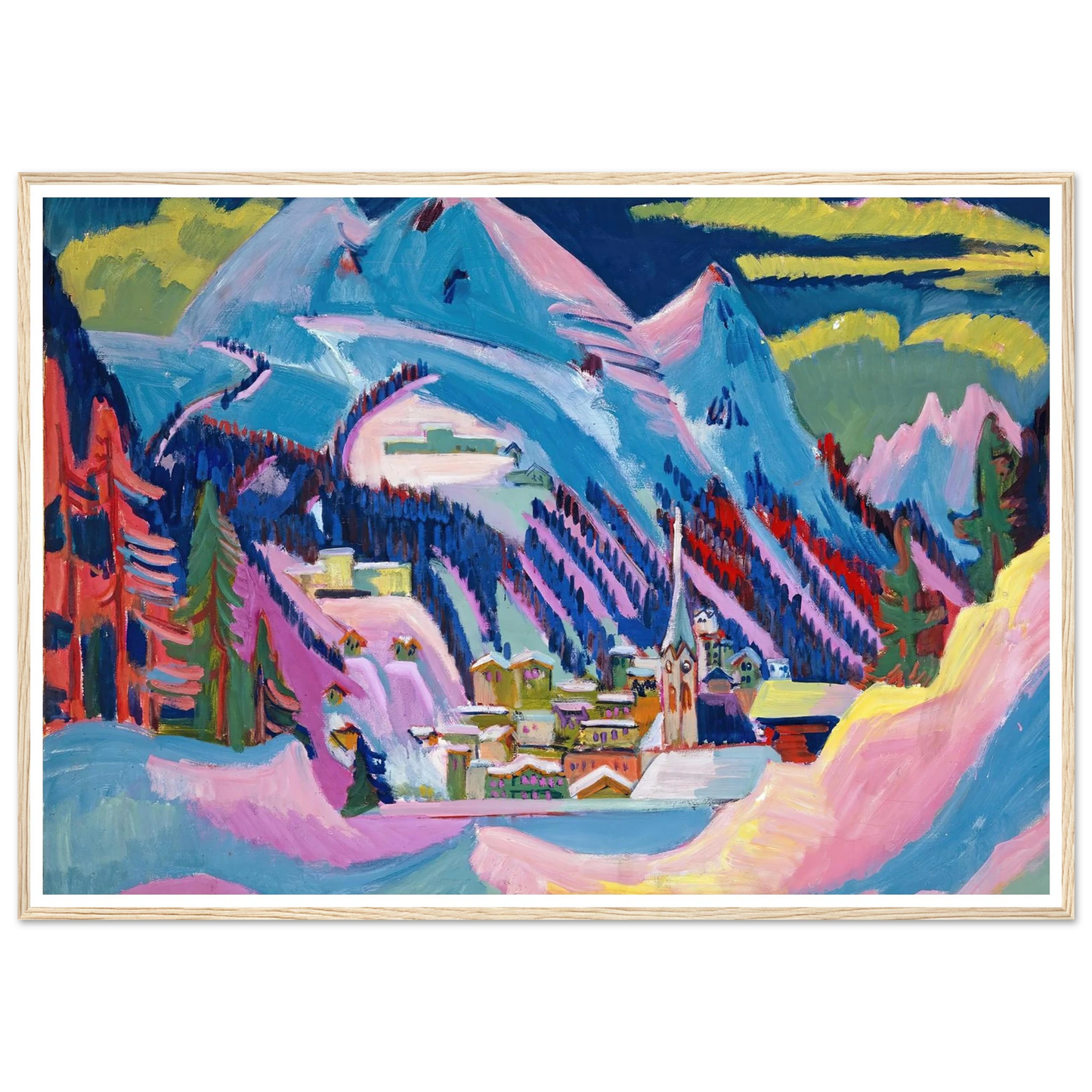 Davos in Winter. Davos in Snow - Framed Poster - 30x40 cm / 12x16″ - Black frame