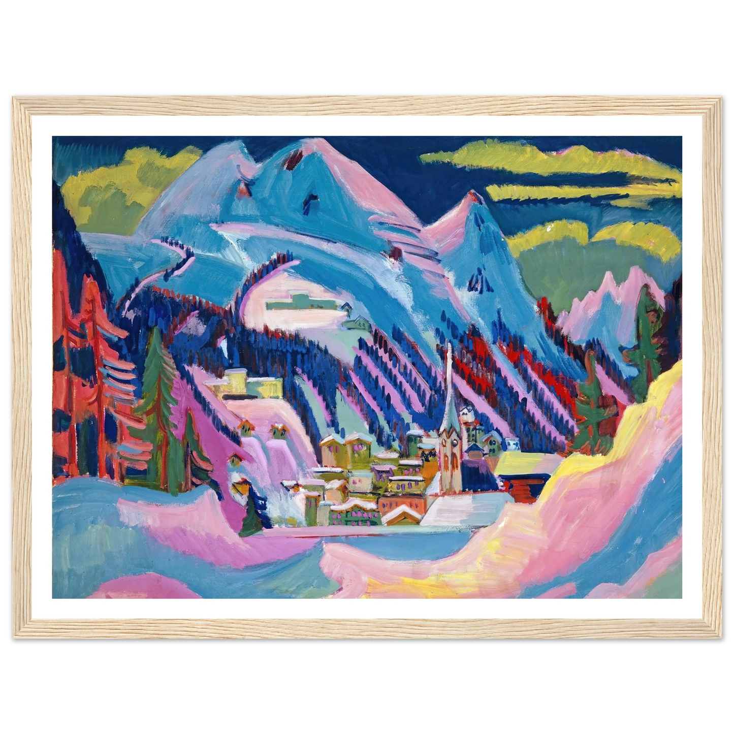 Davos in Winter. Davos in Snow - Framed Poster - 30x40 cm / 12x16″ - Black frame