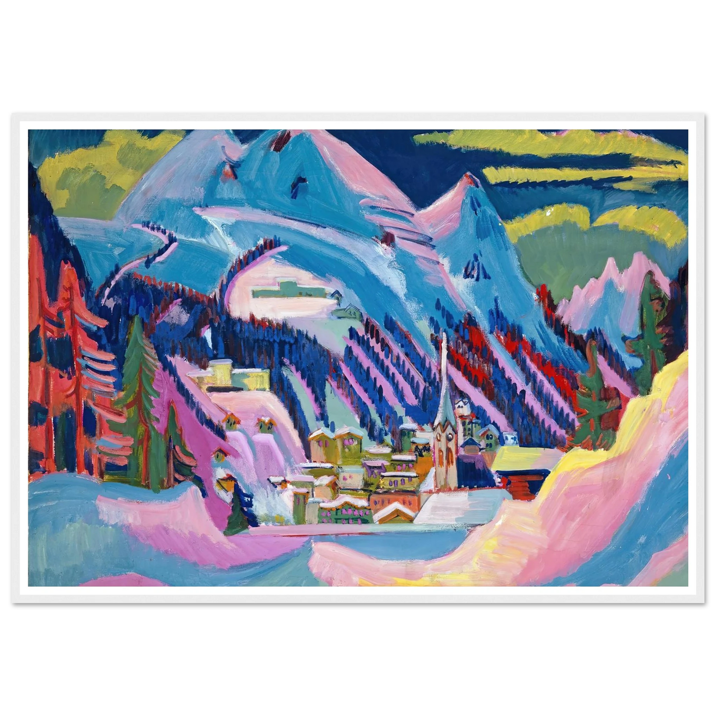 Davos in Winter. Davos in Snow - Framed Poster - 30x40 cm / 12x16″ - Black frame