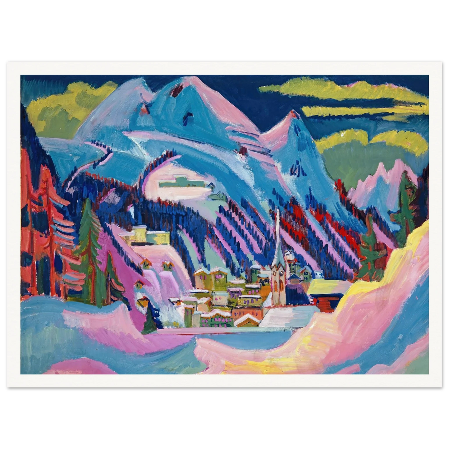 Davos in Winter. Davos in Snow - Framed Poster - 30x40 cm / 12x16″ - Black frame