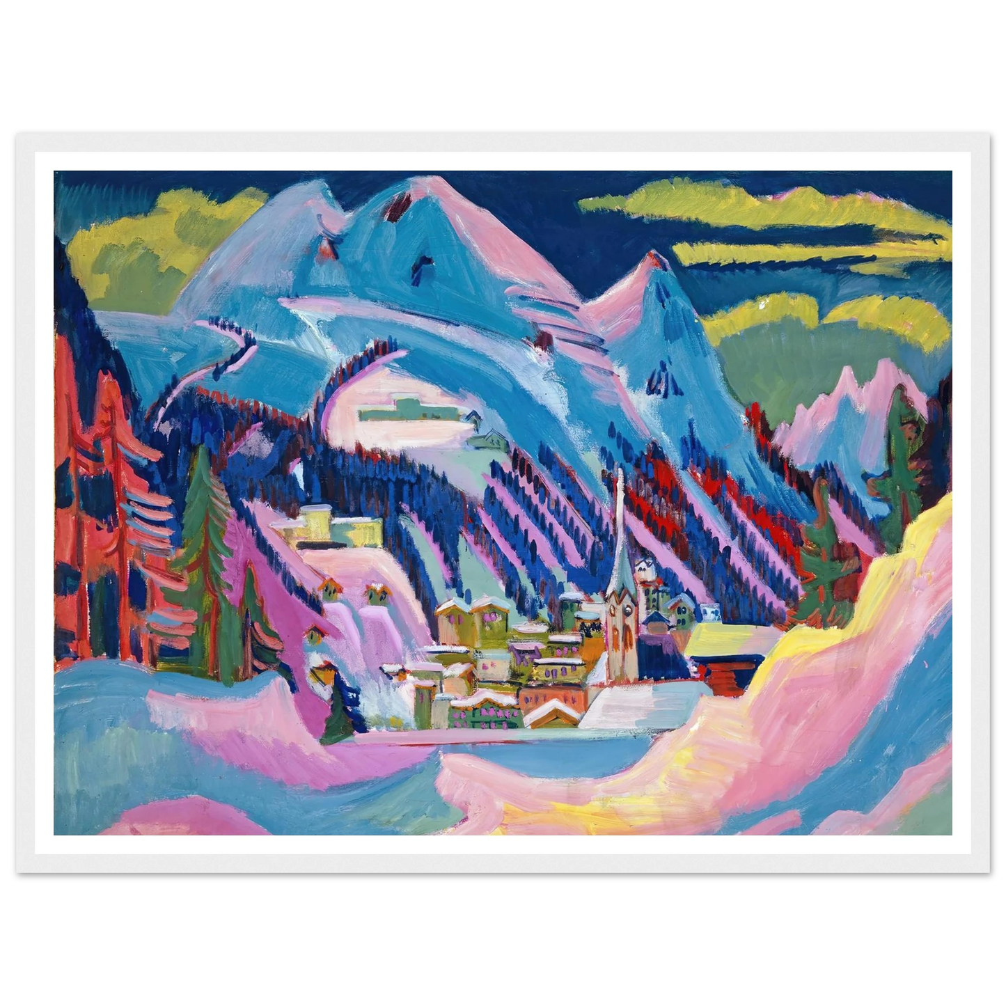 Davos in Winter. Davos in Snow - Framed Poster - 30x40 cm / 12x16″ - Black frame