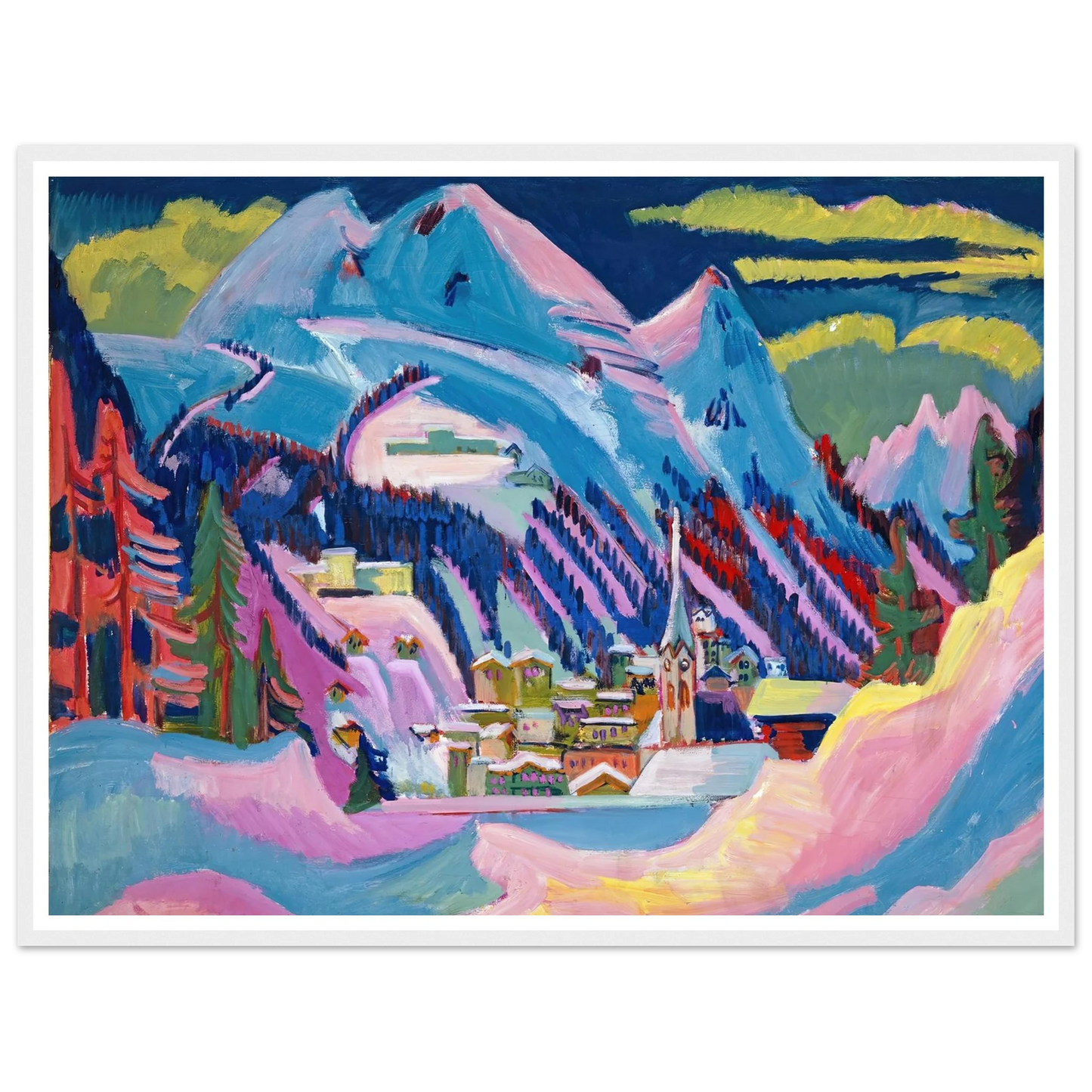 Davos in Winter. Davos in Snow - Framed Poster - 30x40 cm / 12x16″ - Black frame