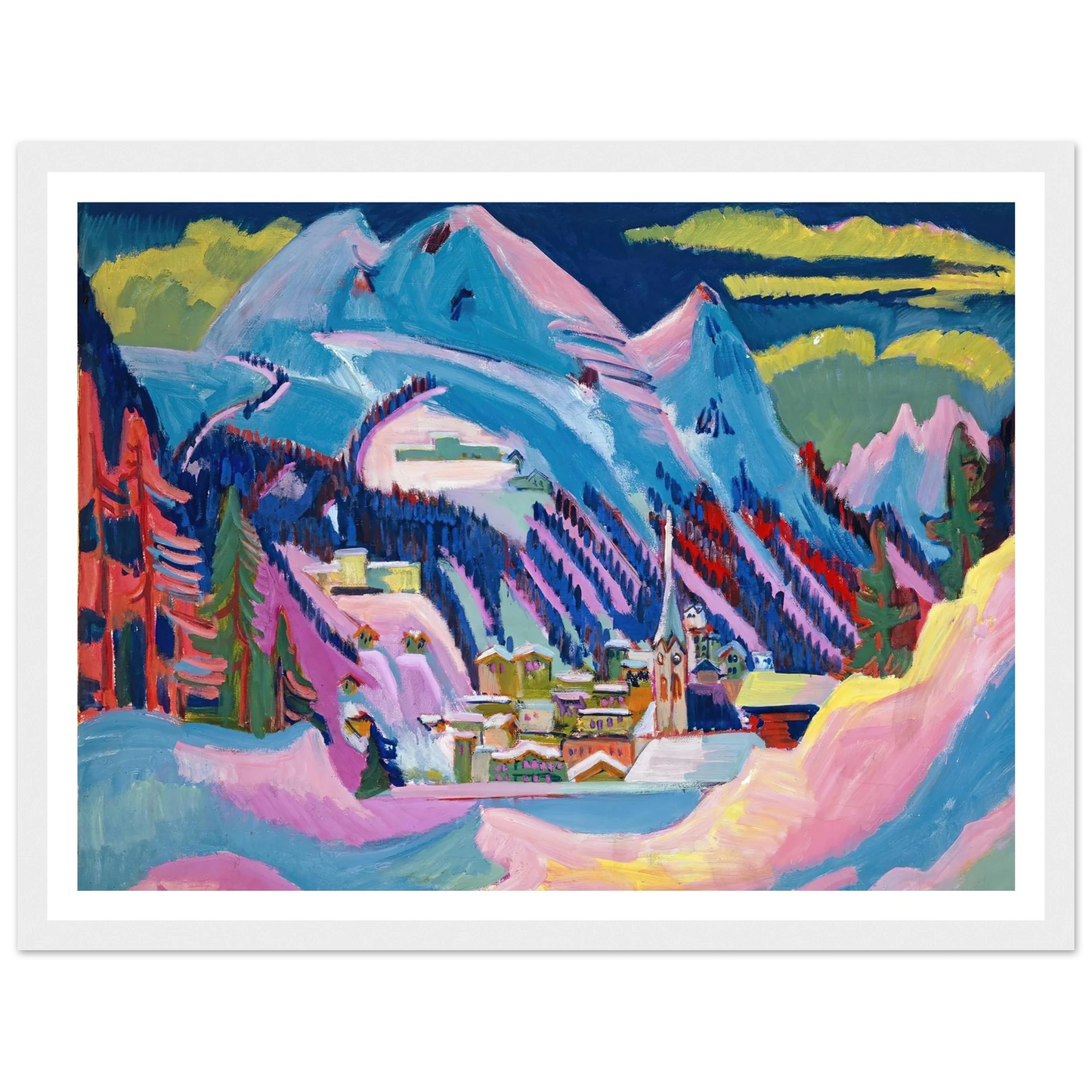 Davos in Winter. Davos in Snow - Framed Poster - 30x40 cm / 12x16″ - Black frame