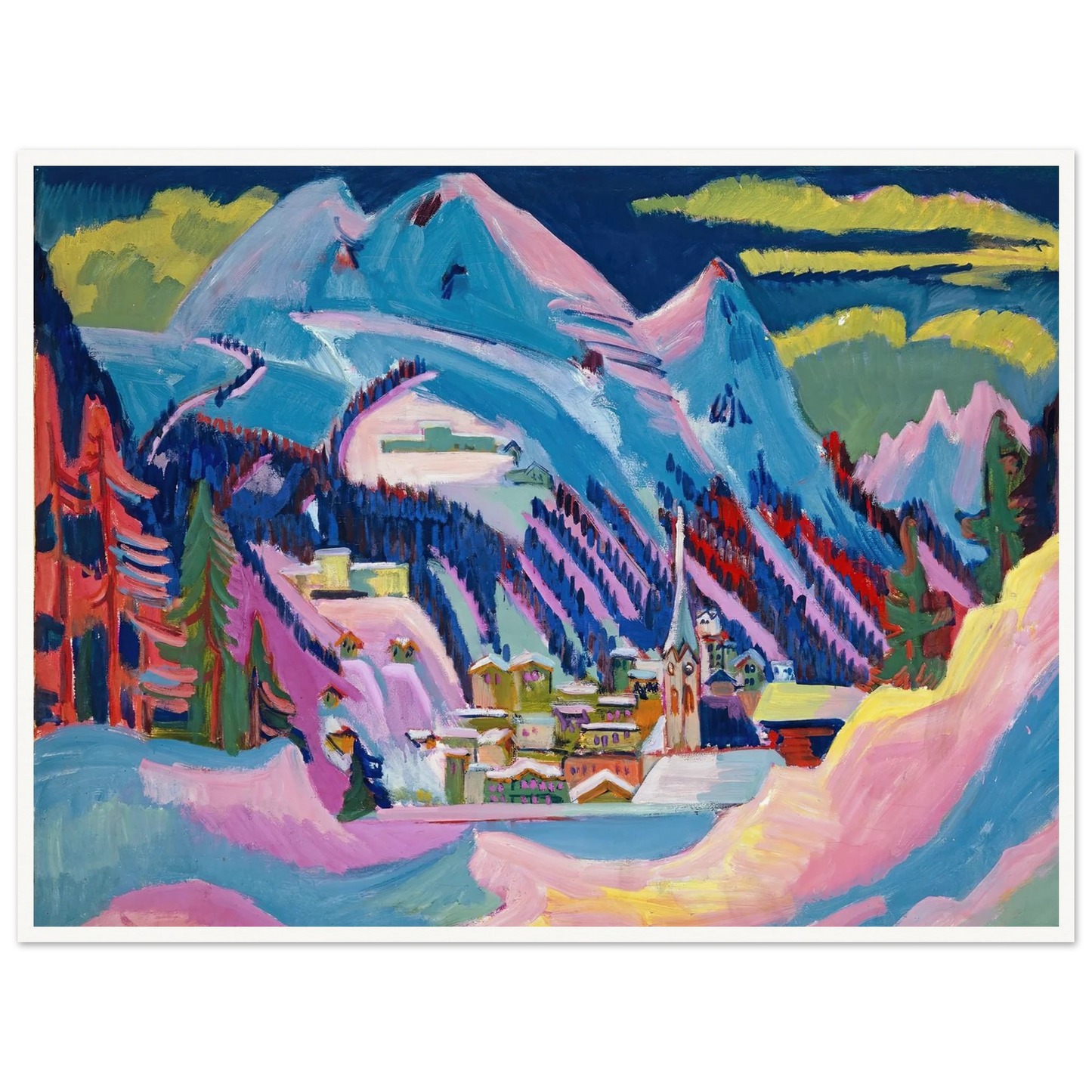 Davos in Winter. Davos in Snow - Framed Poster - 30x40 cm / 12x16″ - Black frame