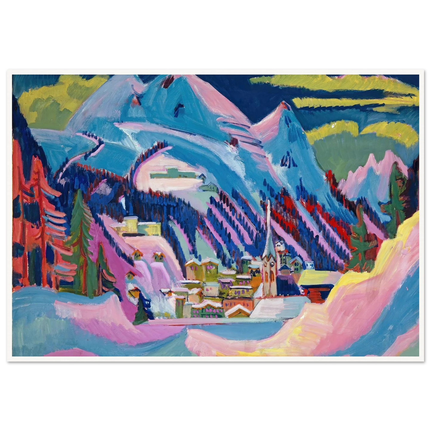 Davos in Winter. Davos in Snow - Framed Poster - 30x40 cm / 12x16″ - Black frame
