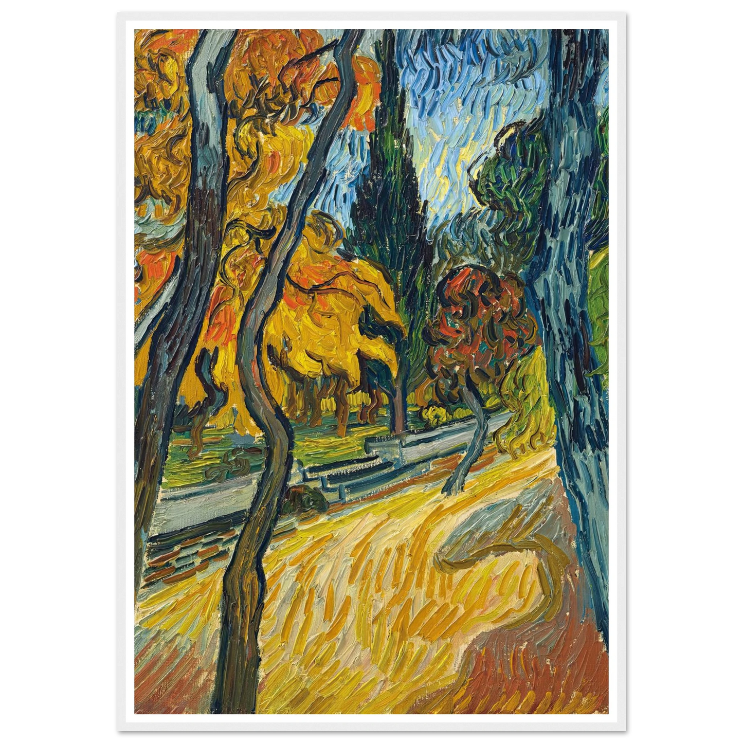 Arbres dans le jardin de l’asile (1889) Art Print | Vincent van Gogh-Quipham Collections