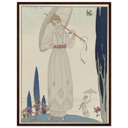 Le cyprès et la rose ; Robe d’été de Doeuillet (1914) Art Print | George Barbier-Quipham Collections