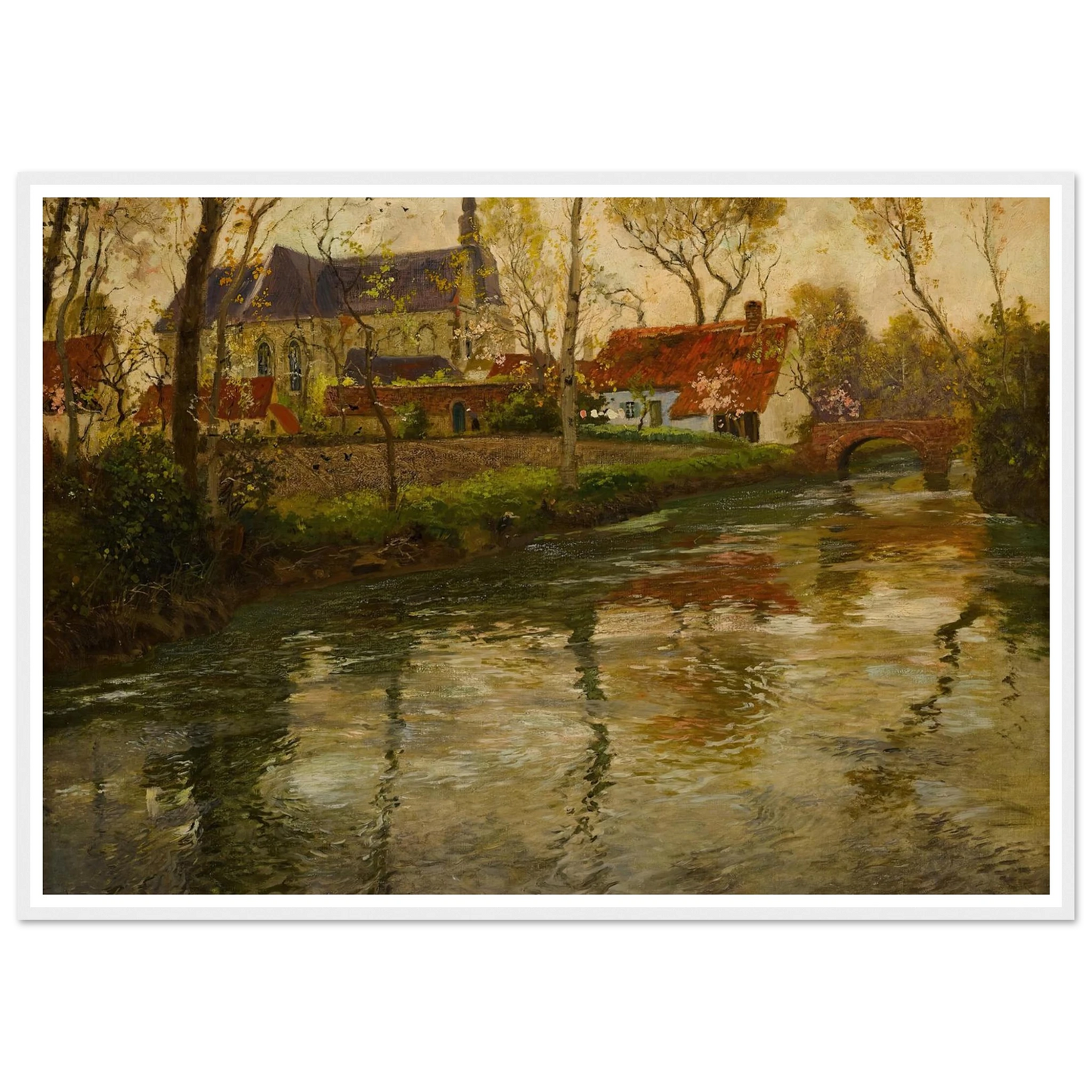 A River Landscape with a Church Beyond Art Print | Frits Thaulow-Quipham Collections