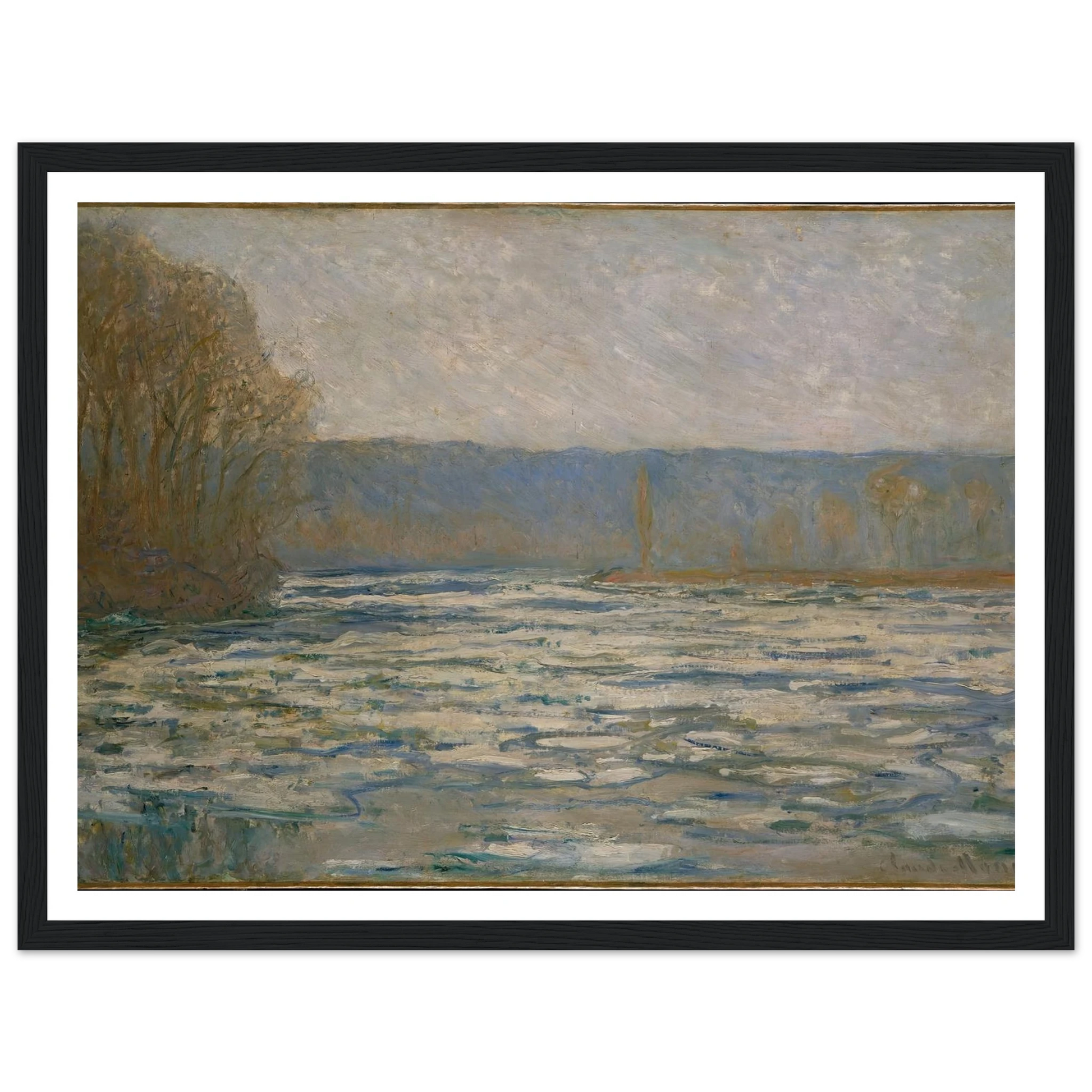 Ice breaking up on the Seine near Bennecourt (1893) Art Print | Claude Monet-Quipham Collections