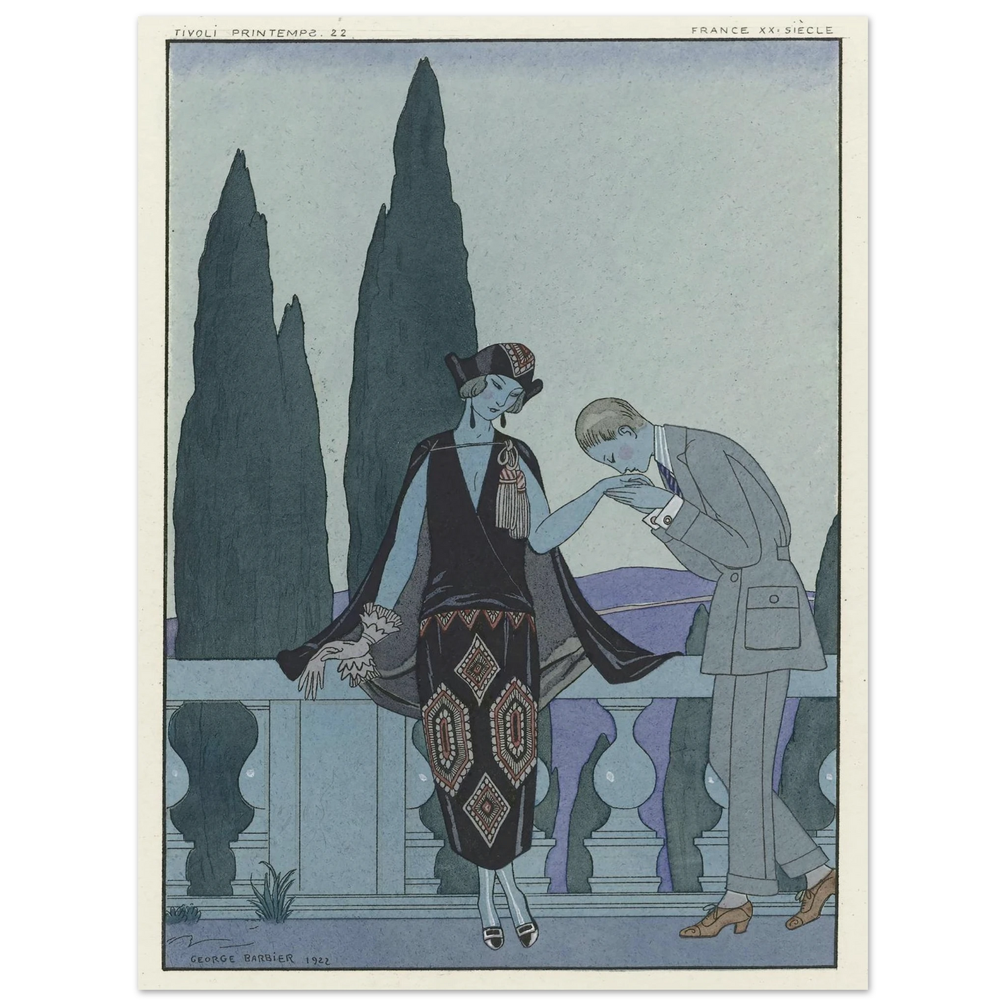 La Villa d’Este ; France XXe siècle (1923) Art Print | George Barbier-Quipham Collections