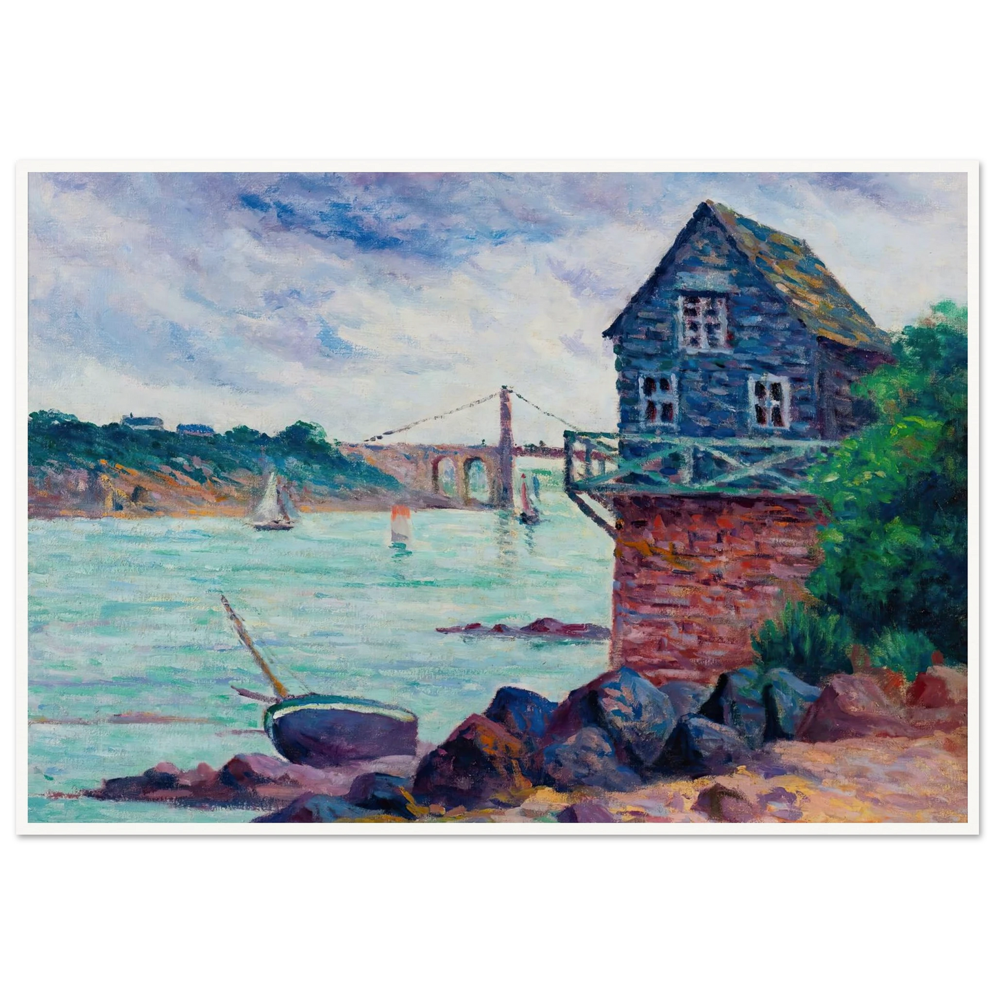 Lézardrieux, Le Pont Suspendu Art Print | Maximilien Luce-Quipham Collections