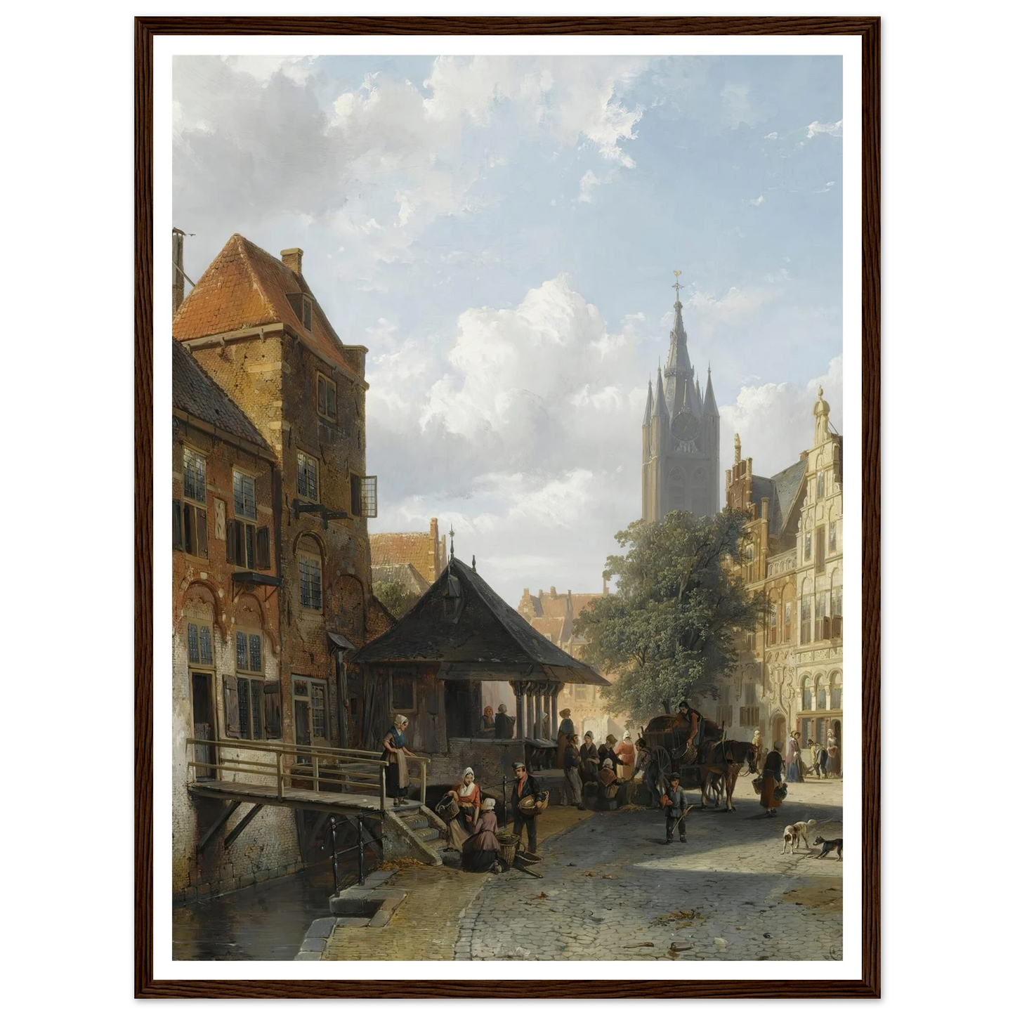 Figures At The Fish Market In Delft (1853) Art Print | Cornelis Springer-Quipham Collections