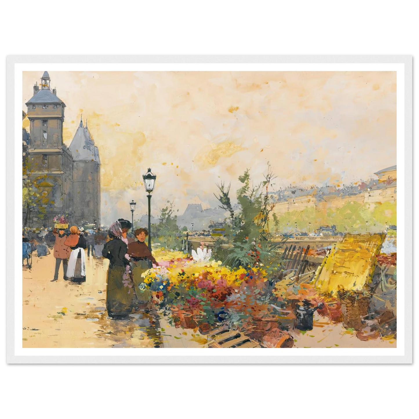 Le Marché Des Fleurs À La Cité Art Print | Eugene Galien Laloue-Quipham Collections