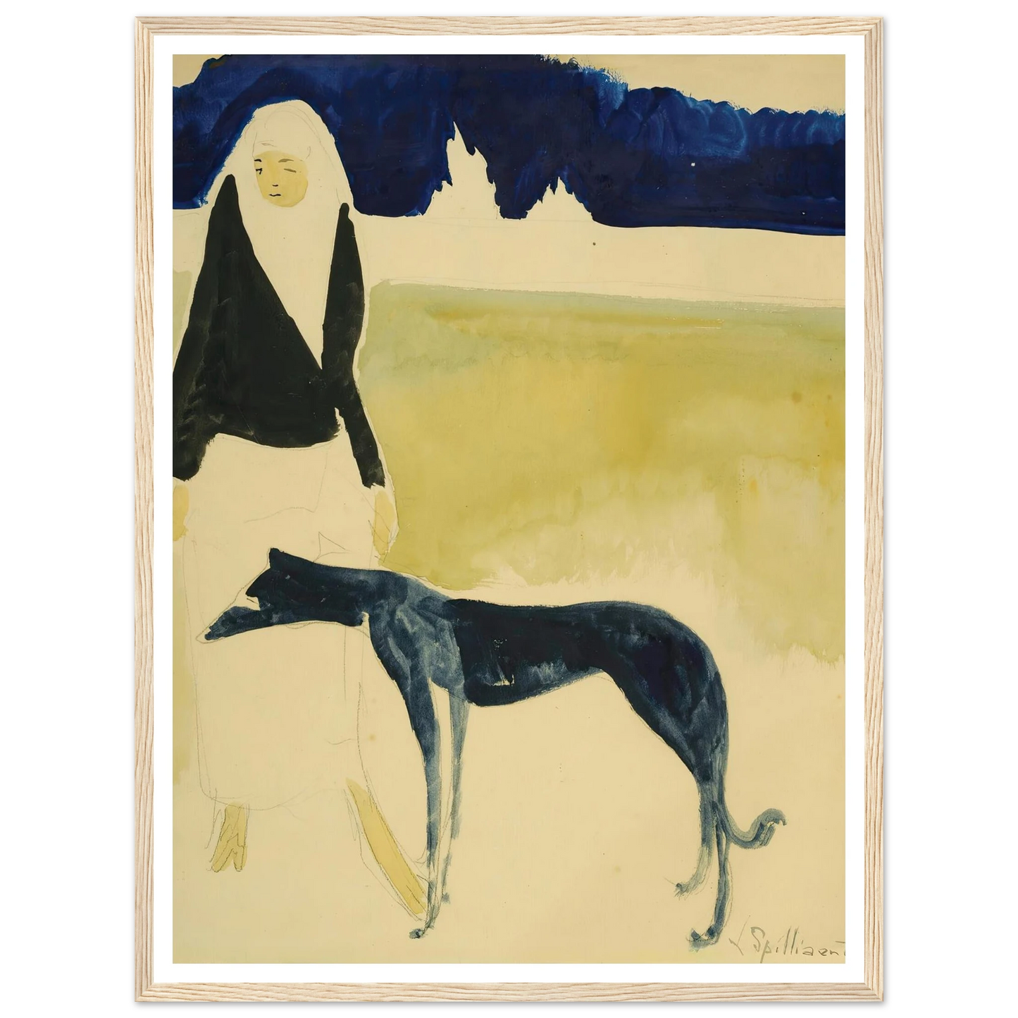 Femme Au Lévrier (1917) Art Print | Leon Spilliaert-Quipham Collections