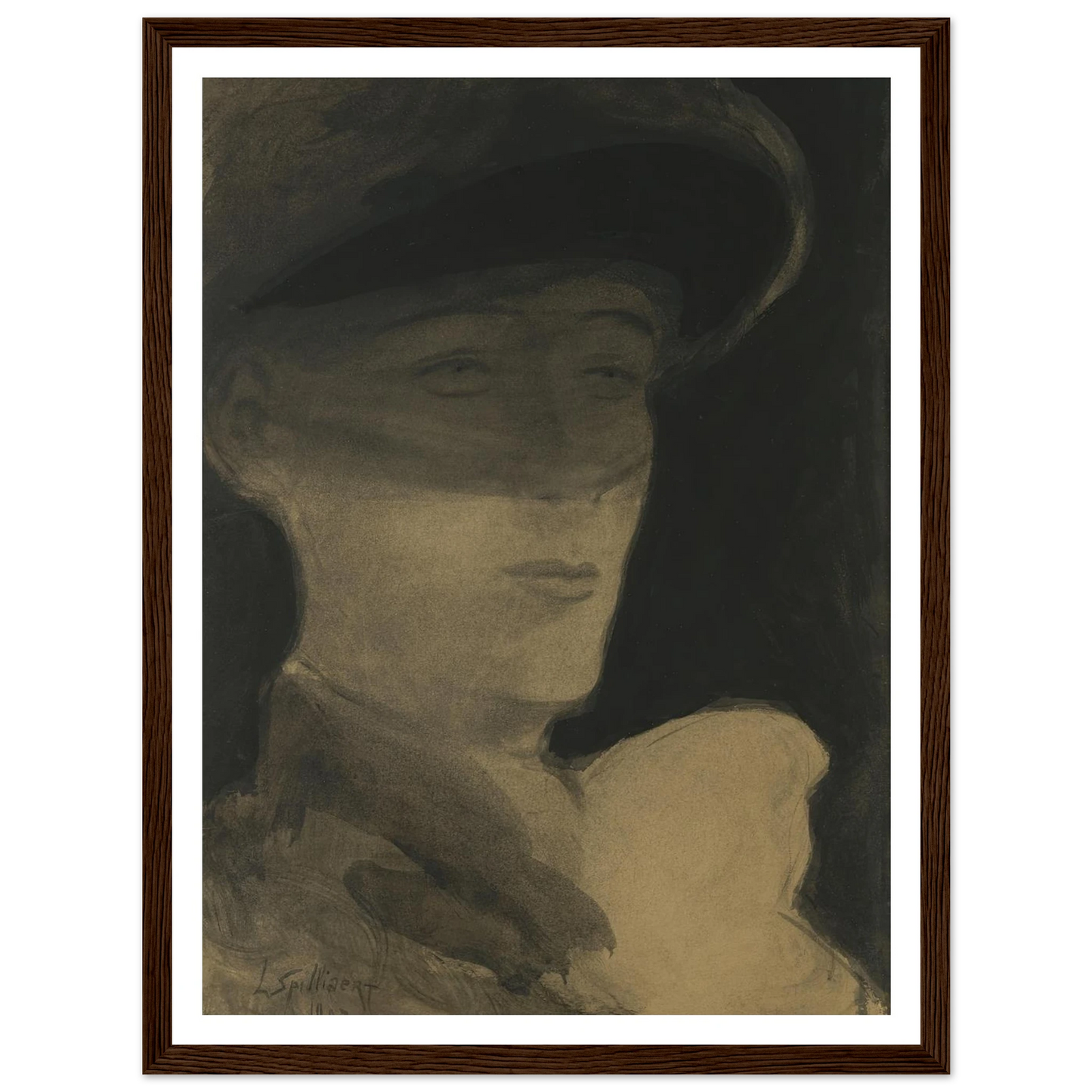 De dame met sluier (1903) Art Print | Leon Spilliaert - Framed Poster - 30x40 cm / 12x16″ - Black frame