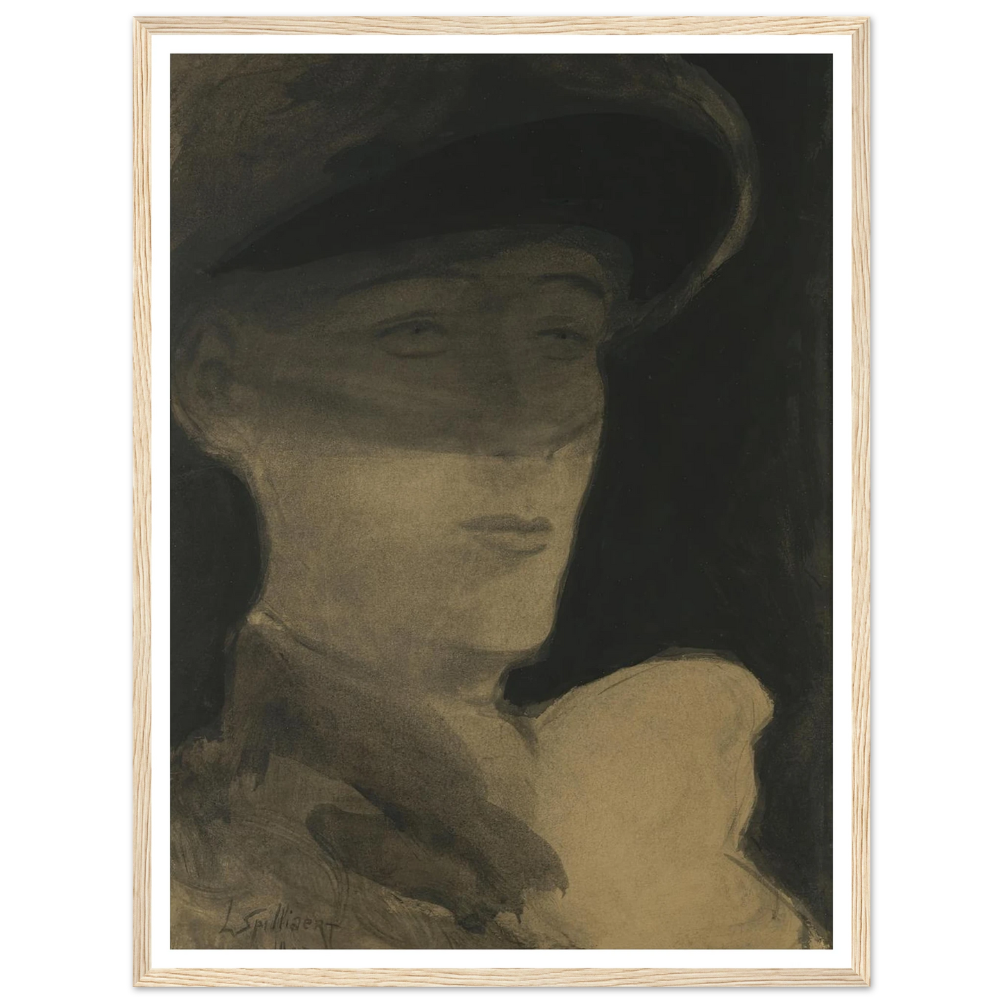 De dame met sluier (1903) Art Print | Leon Spilliaert - Framed Poster - 30x40 cm / 12x16″ - Black frame