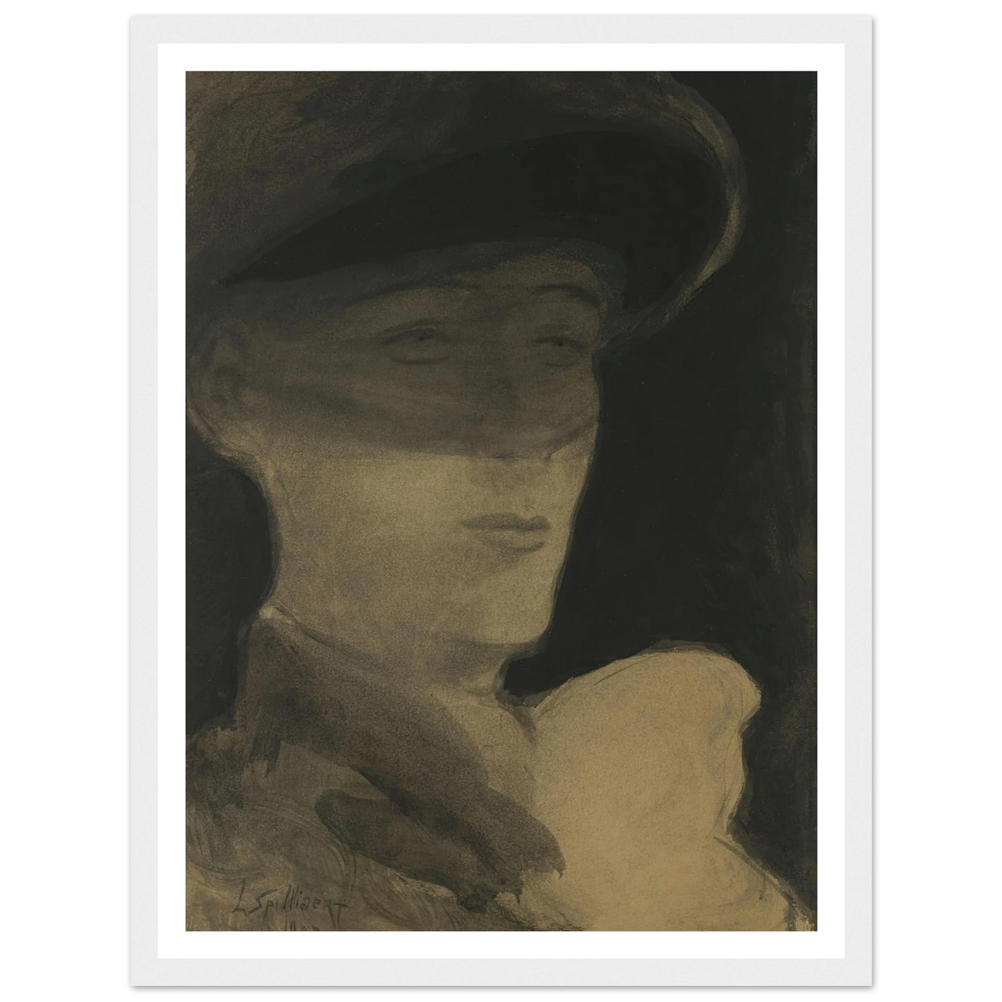 De dame met sluier (1903) Art Print | Leon Spilliaert - Framed Poster - 30x40 cm / 12x16″ - Black frame