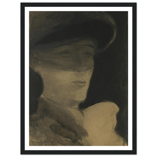 De dame met sluier (1903) Art Print | Leon Spilliaert - Framed Poster - 30x40 cm / 12x16″ - Black frame