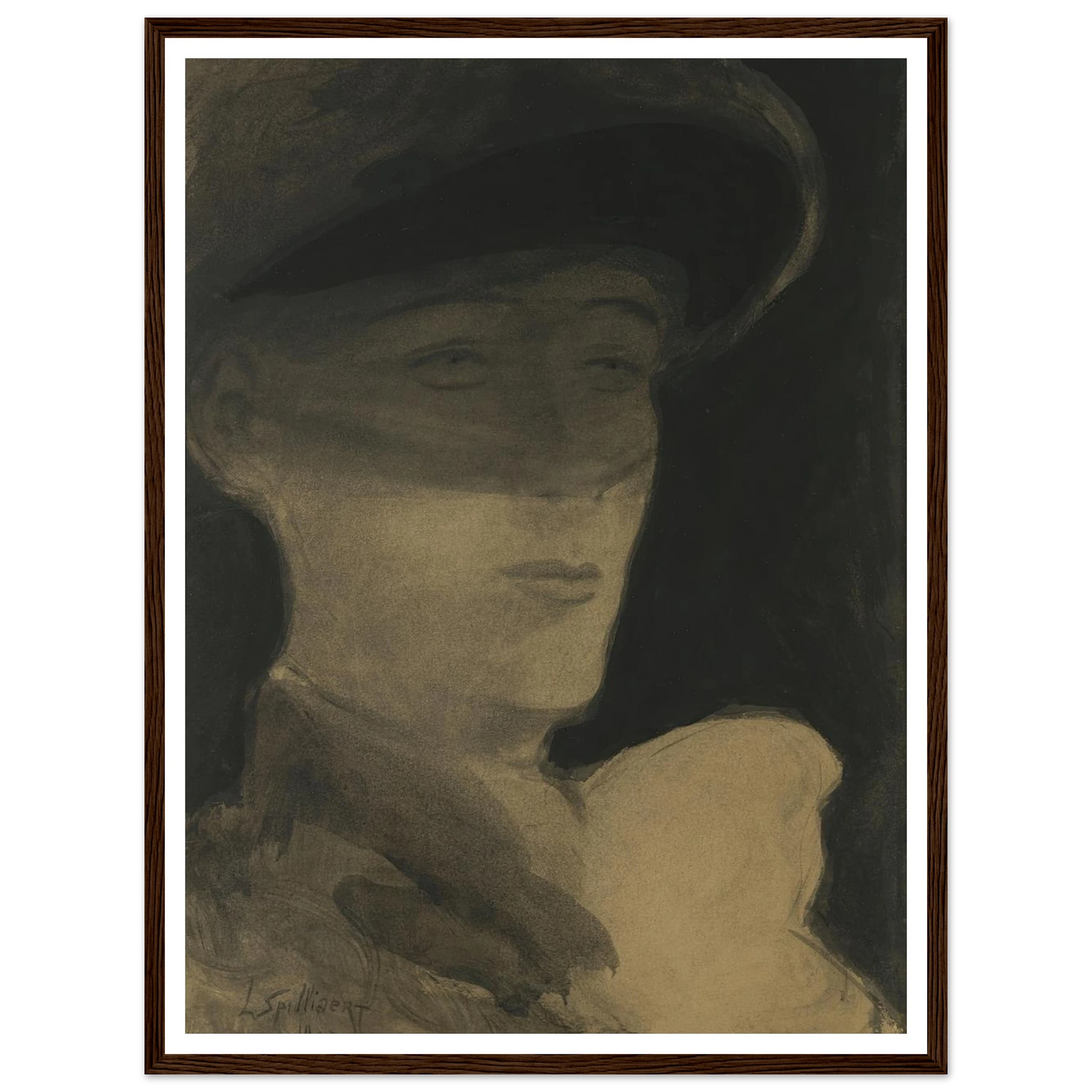 De dame met sluier (1903) Art Print | Leon Spilliaert - Framed Poster - 30x40 cm / 12x16″ - Black frame
