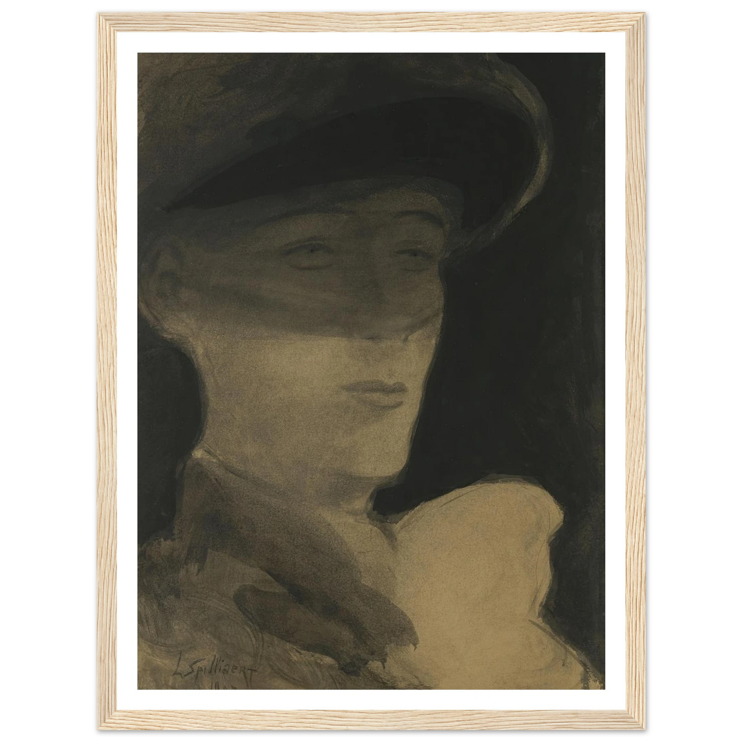 De dame met sluier (1903) Art Print | Leon Spilliaert - Framed Poster - 30x40 cm / 12x16″ - Black frame