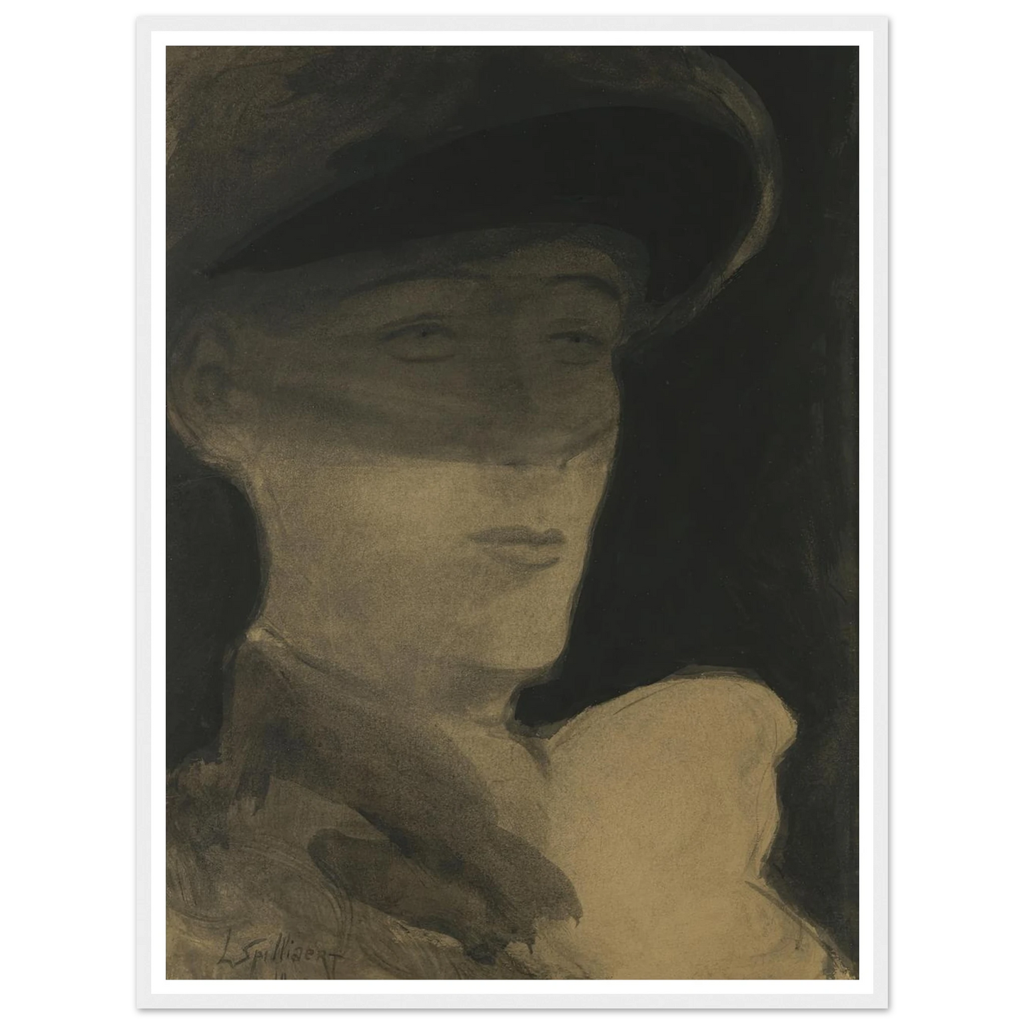 De dame met sluier (1903) Art Print | Leon Spilliaert - Framed Poster - 30x40 cm / 12x16″ - Black frame