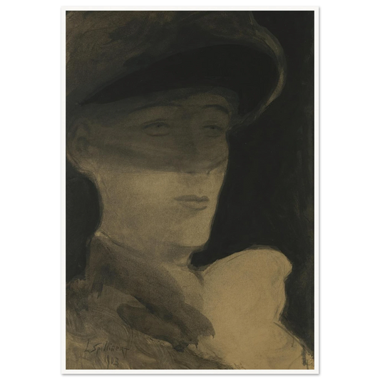 De dame met sluier (1903) Art Print | Leon Spilliaert - Framed Poster - 30x40 cm / 12x16″ - Black frame