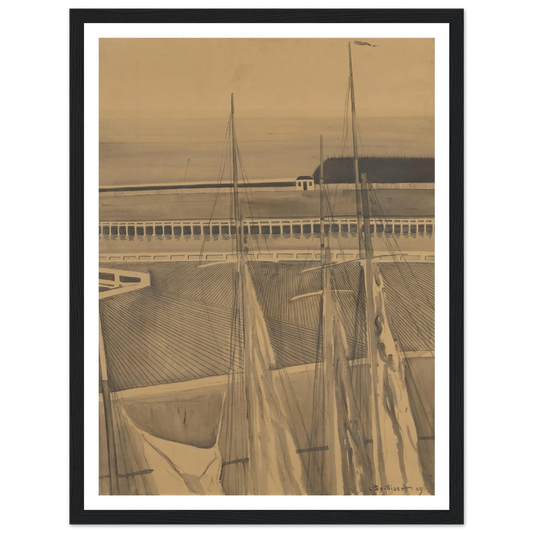 De haven te Oostende (1909) Art Print | Leon Spilliaert - Framed Poster - 30x40 cm / 12x16″ - Black frame