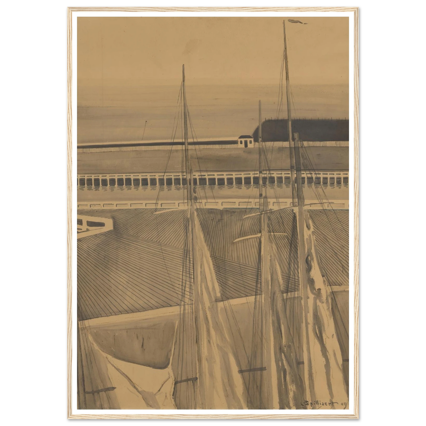 De haven te Oostende (1909) Art Print | Leon Spilliaert - Framed Poster - 30x40 cm / 12x16″ - Black frame