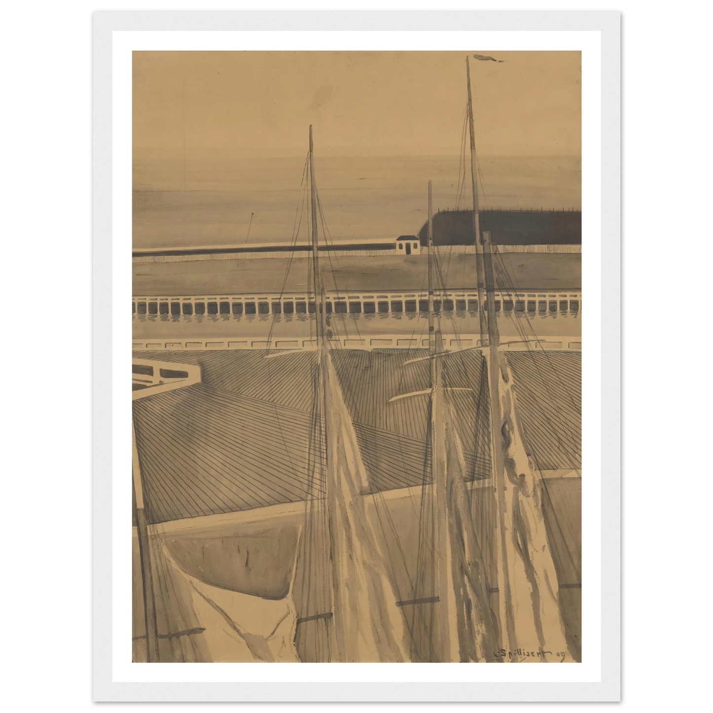 De haven te Oostende (1909) Art Print | Leon Spilliaert - Framed Poster - 30x40 cm / 12x16″ - Black frame