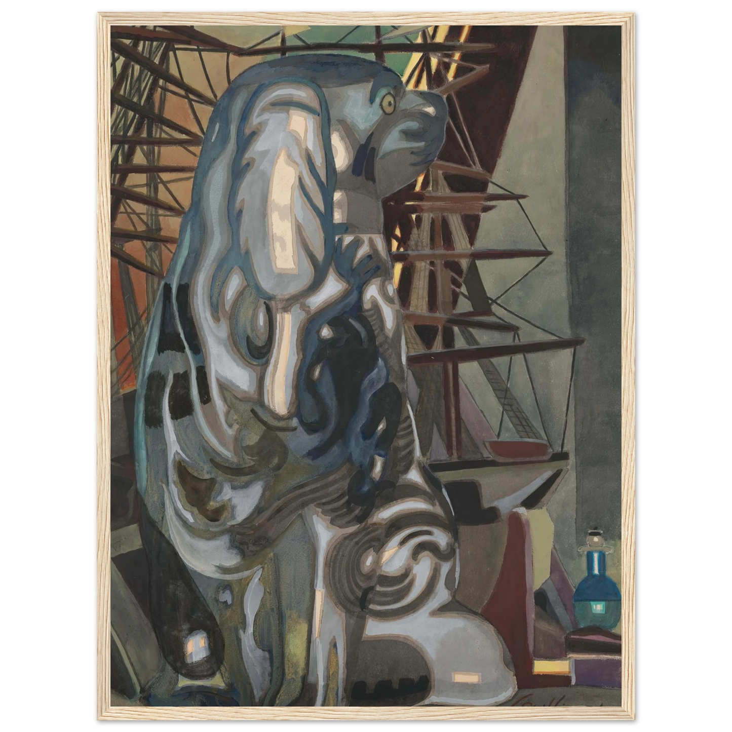 De porseleinen hond (1922) Art Print | Leon Spilliaert - Framed Poster - 30x40 cm / 12x16″ - Black frame