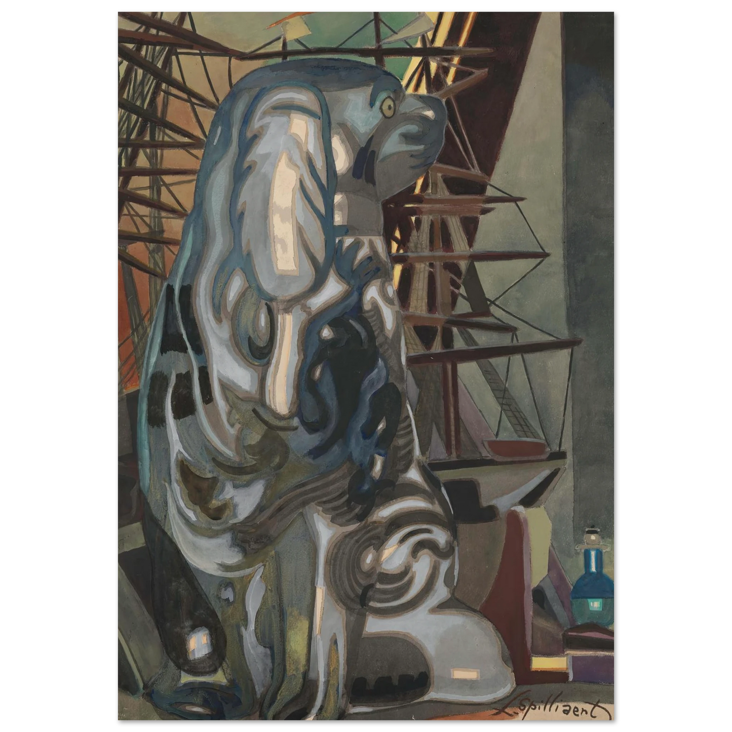 De porseleinen hond (1922) Art Print | Leon Spilliaert - Framed Poster - 30x40 cm / 12x16″ - Black frame