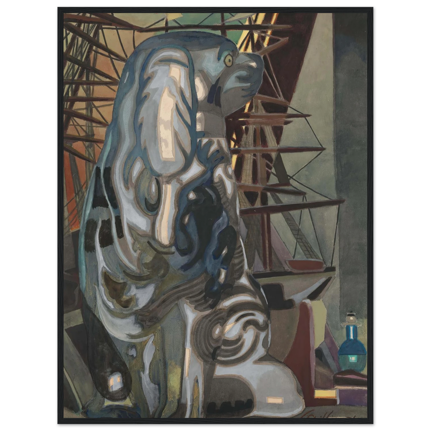 De porseleinen hond (1922) Art Print | Leon Spilliaert - Framed Poster - 30x40 cm / 12x16″ - Black frame