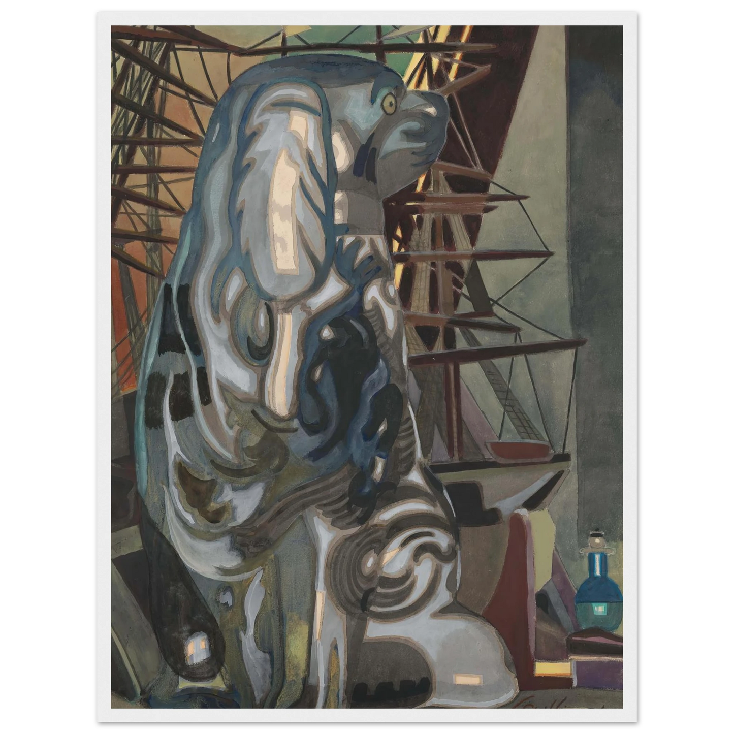 De porseleinen hond (1922) Art Print | Leon Spilliaert - Framed Poster - 30x40 cm / 12x16″ - Black frame