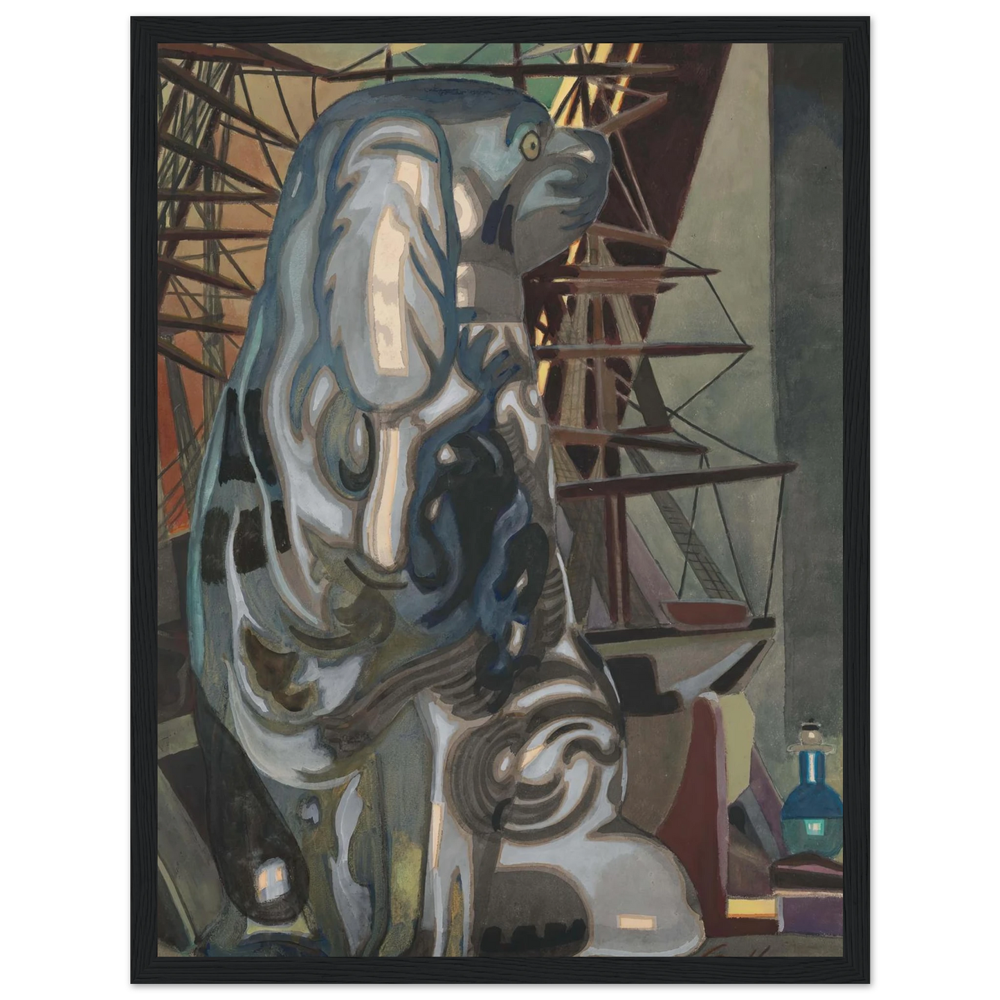 De porseleinen hond (1922) Art Print | Leon Spilliaert - Framed Poster - 30x40 cm / 12x16″ - Black frame