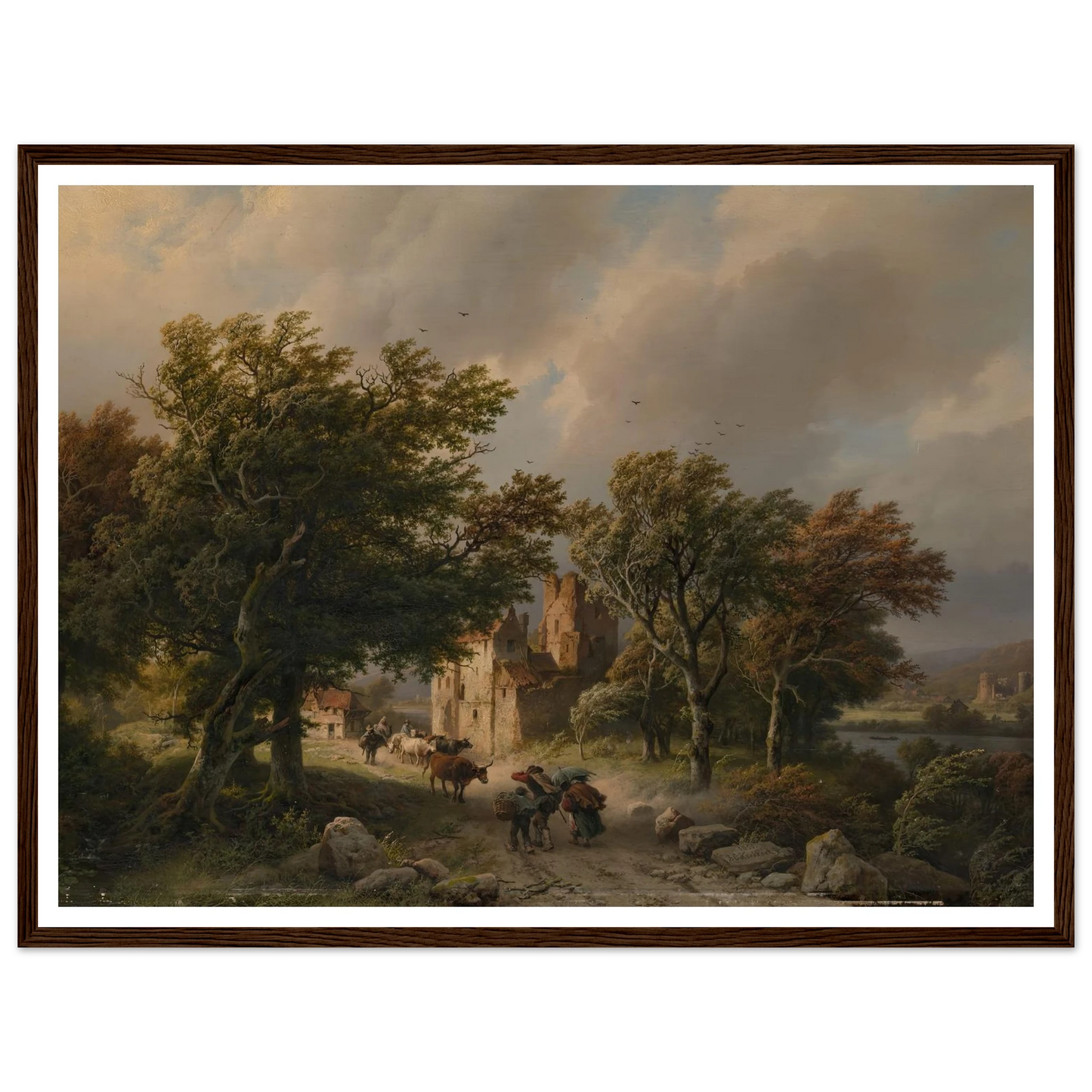 De rukwind (1845) Art Print | Barend Cornelis Koekkoek - Framed Poster - 30x40 cm / 12x16″ - Black frame