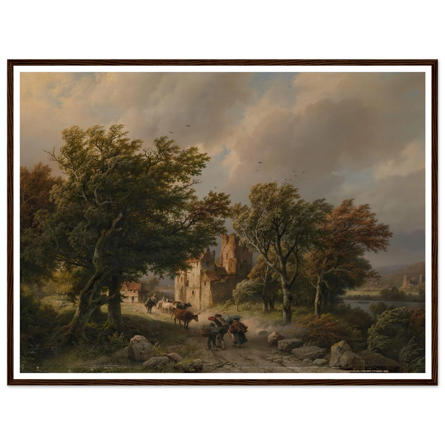 De rukwind (1845) Art Print | Barend Cornelis Koekkoek - Framed Poster - 30x40 cm / 12x16″ - Black frame